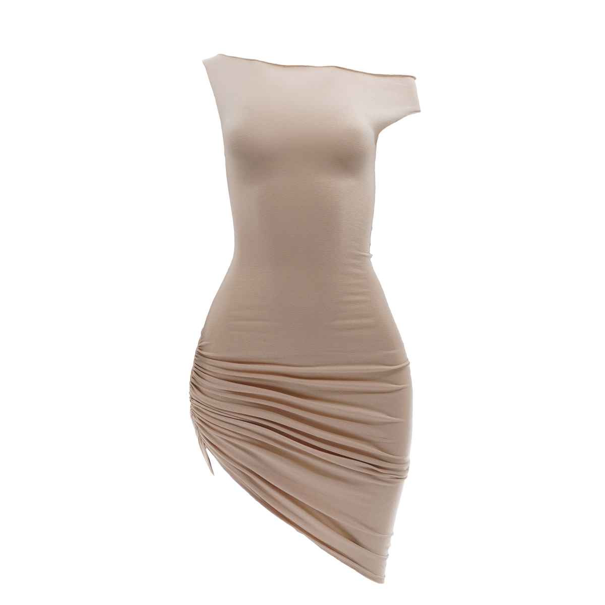 L’or Gather Drape Dress Beige Olive La Lune Drape Midi Dress