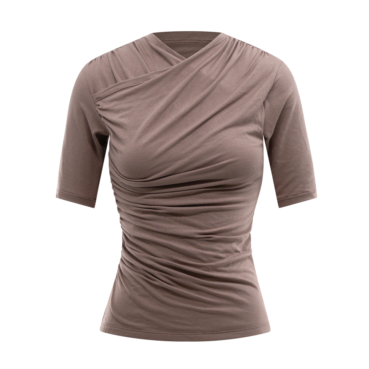 トップス 23SS/DRAPE SLEEVE T-SHIRT/38 Drape Short Sleeve Crossover Top Taupe – Davis Active
