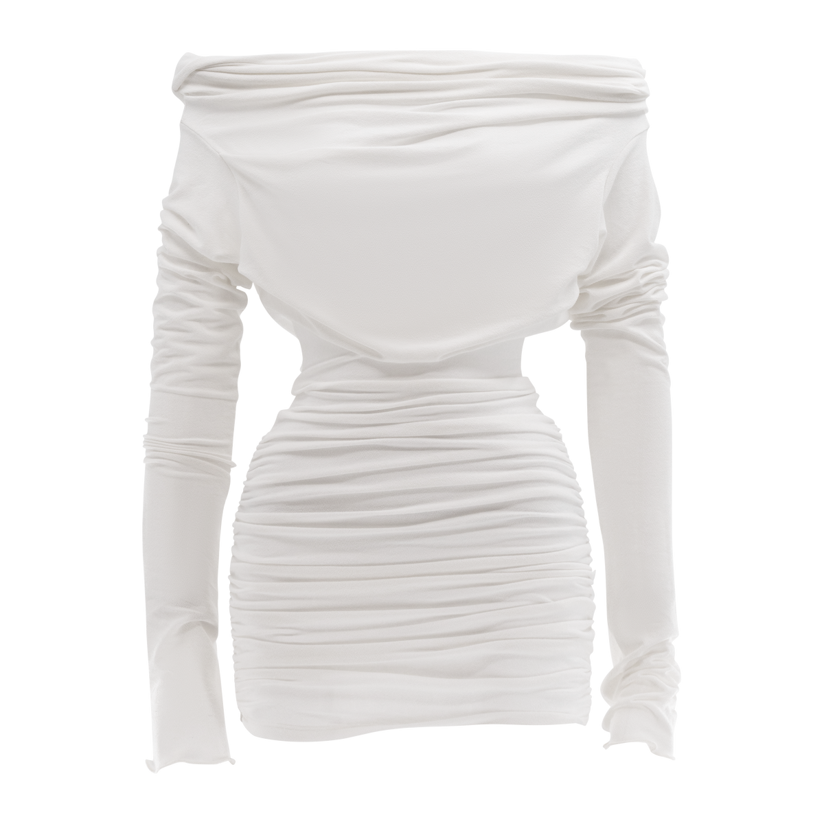 Drape Long Sleeve Mini Dress Ivory S/M Drape Long Sleeve Mini Dress Ivory S/M