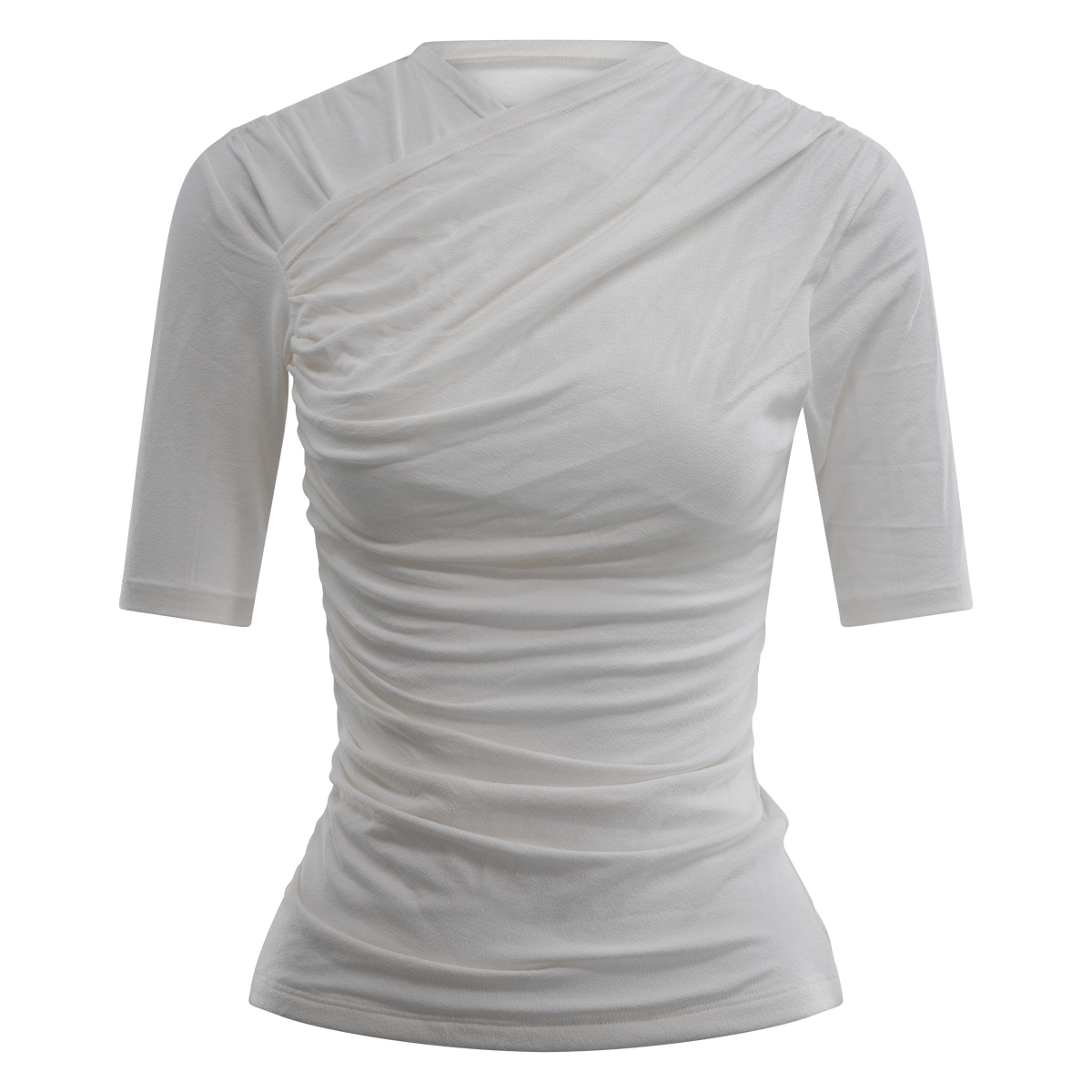 Drape Short Sleeve Crossover Top Ivory – Davis Active