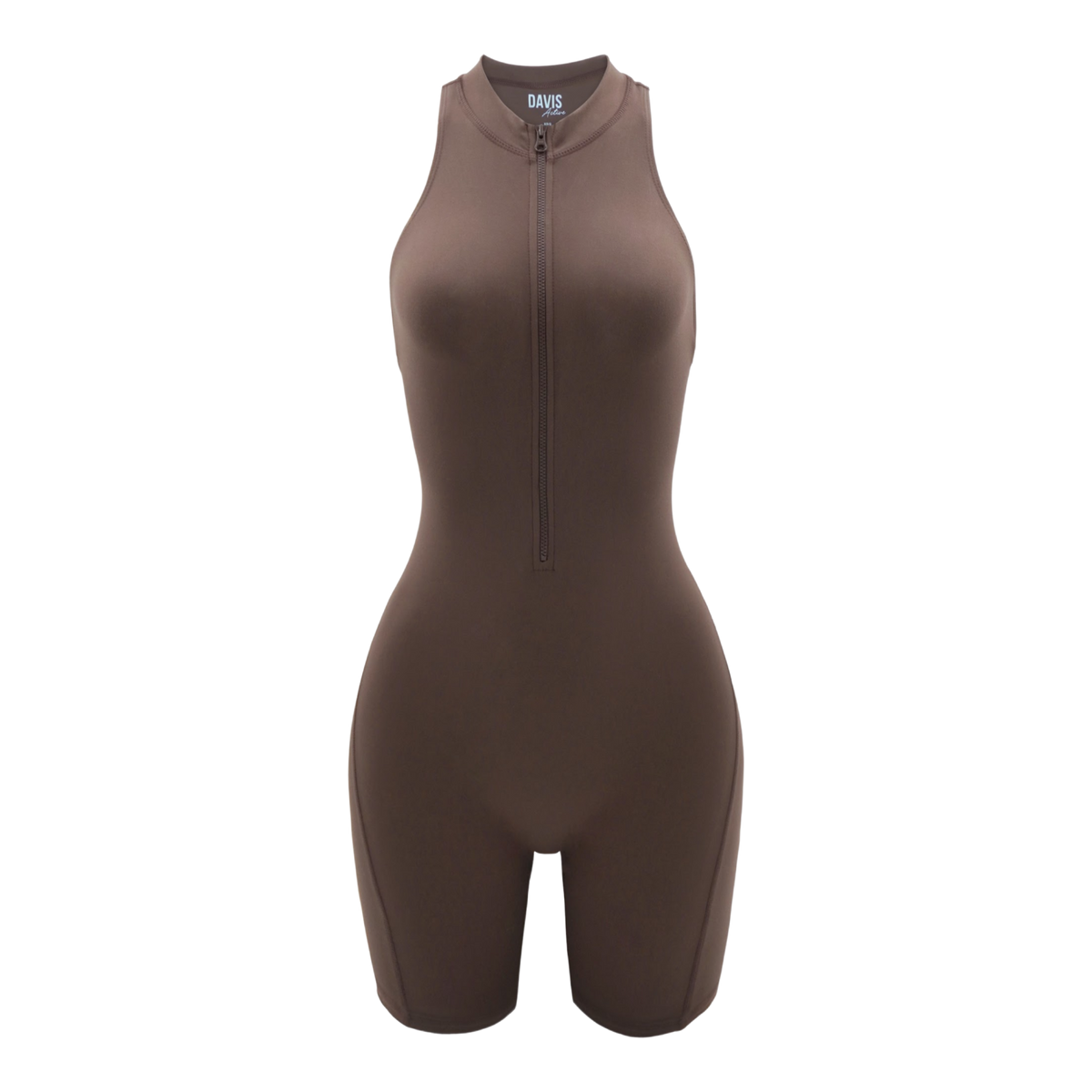 Zip Romper Chocolate – Davis Active Zip Romper Chocolate – Davis Active