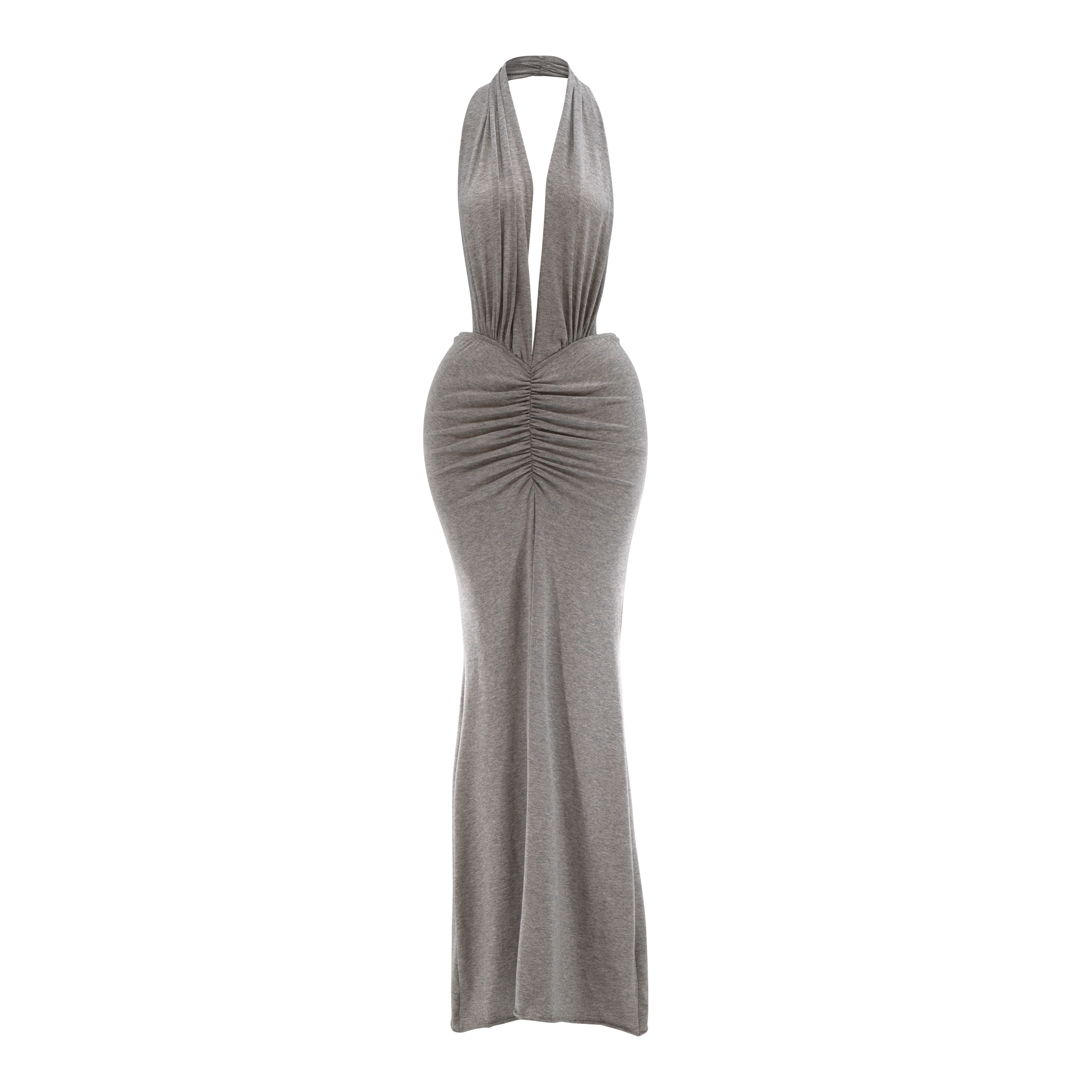 grey halter maxi dress Halter Draped Maxi Dress Grey