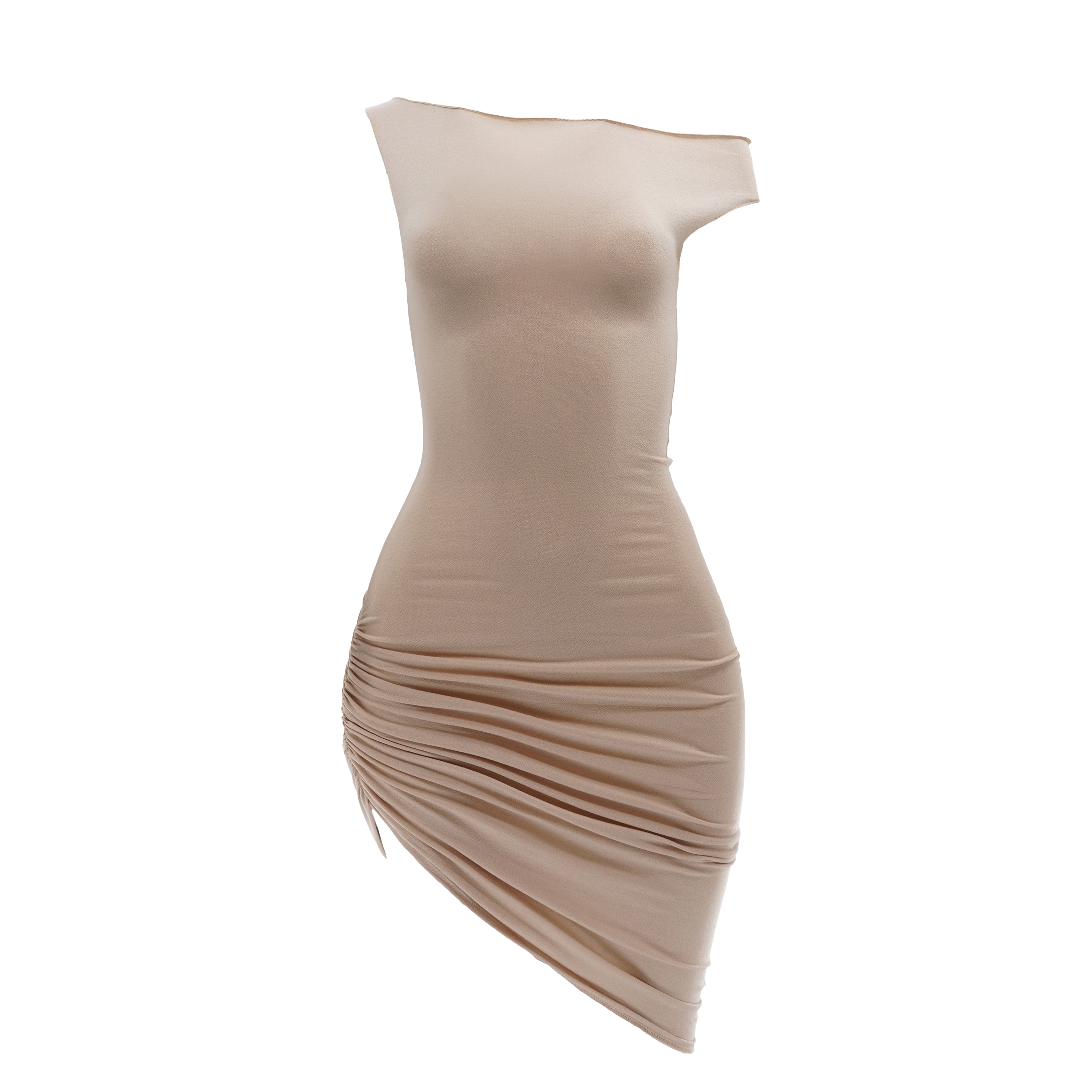 Drape Asymmetric Dress Beige XS/S Drape Asymmetric Dress Beige XS/S