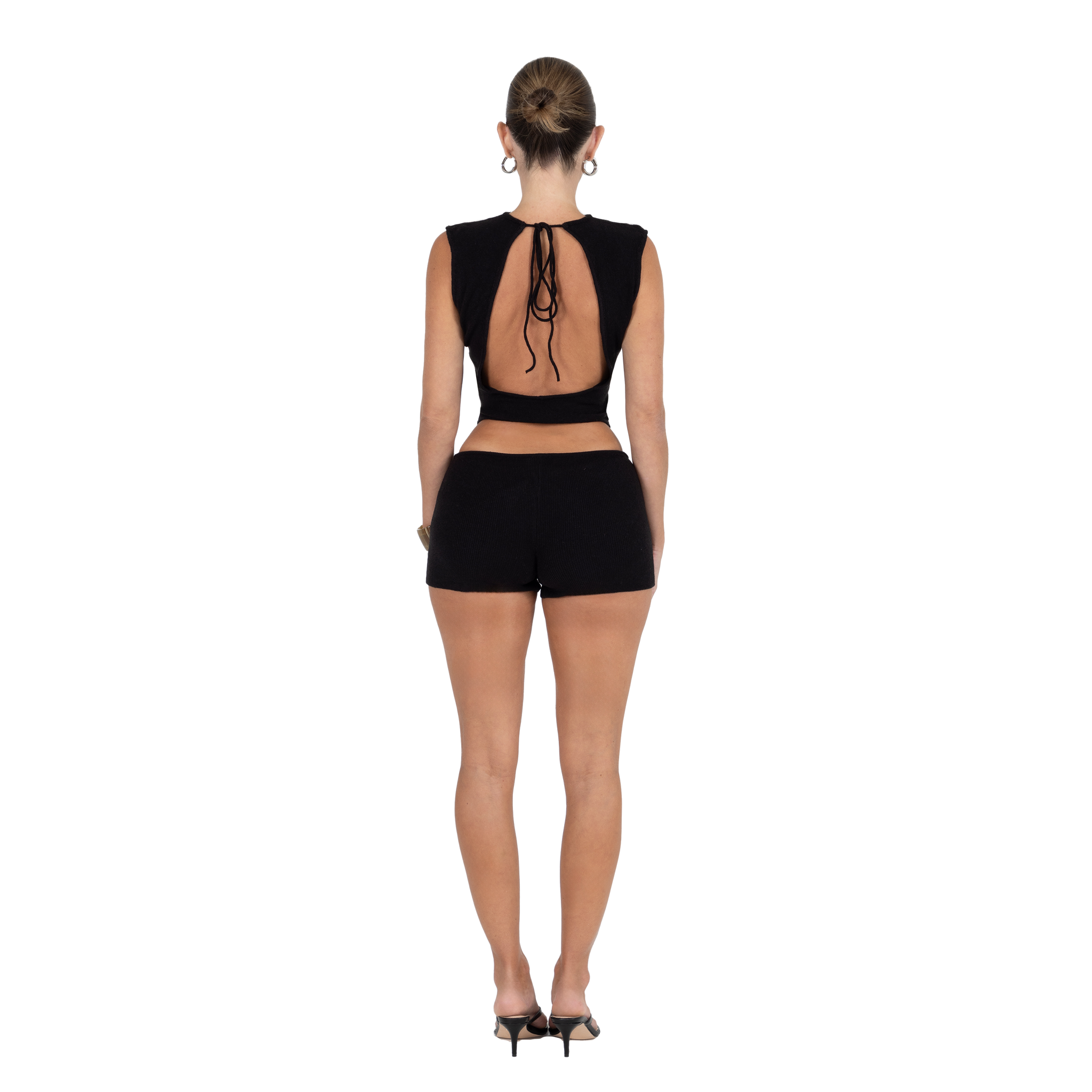 NOTRE emor 　Back Open Volume Knit NOTRE emor Back Open Volume Knit Sweater with rhinestone