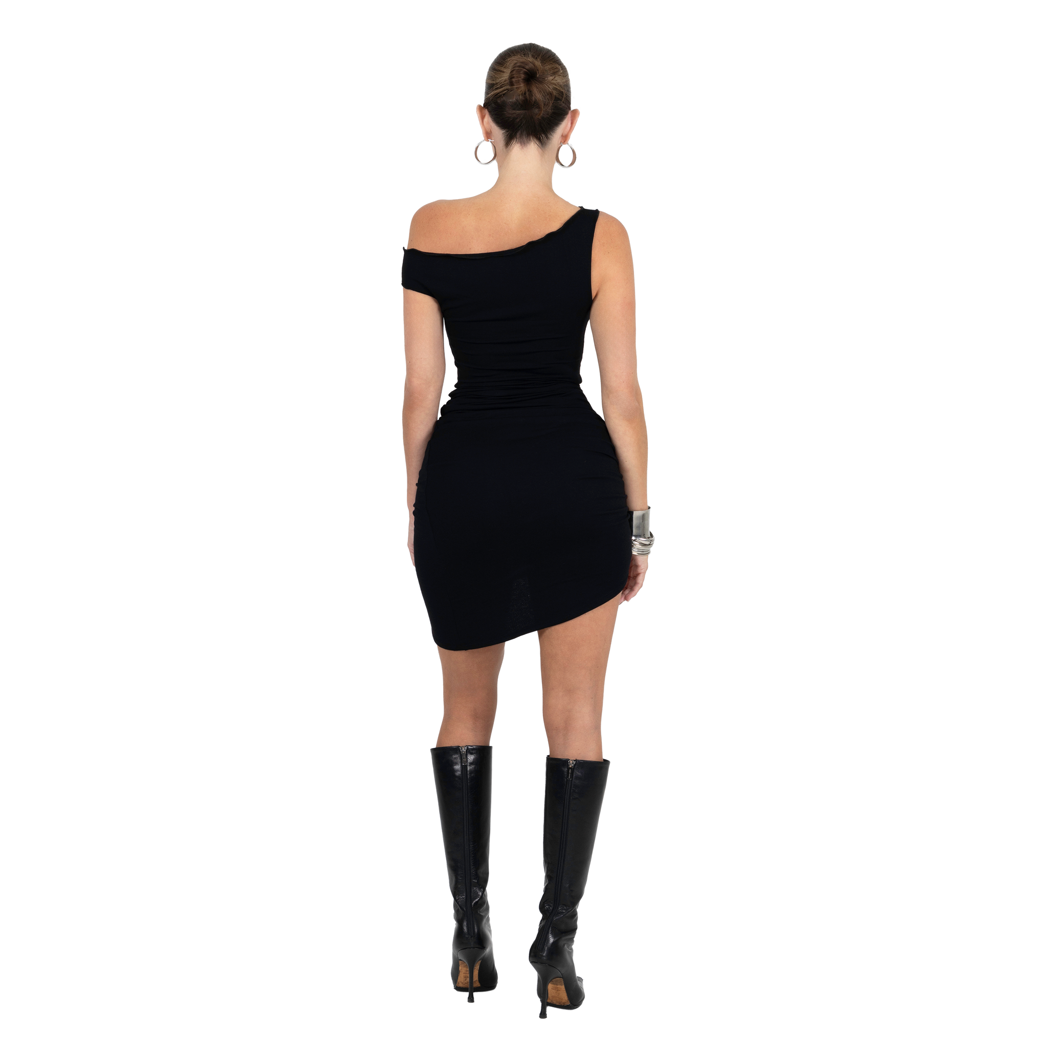Drape Asymmetric Dress Black – Davis Active