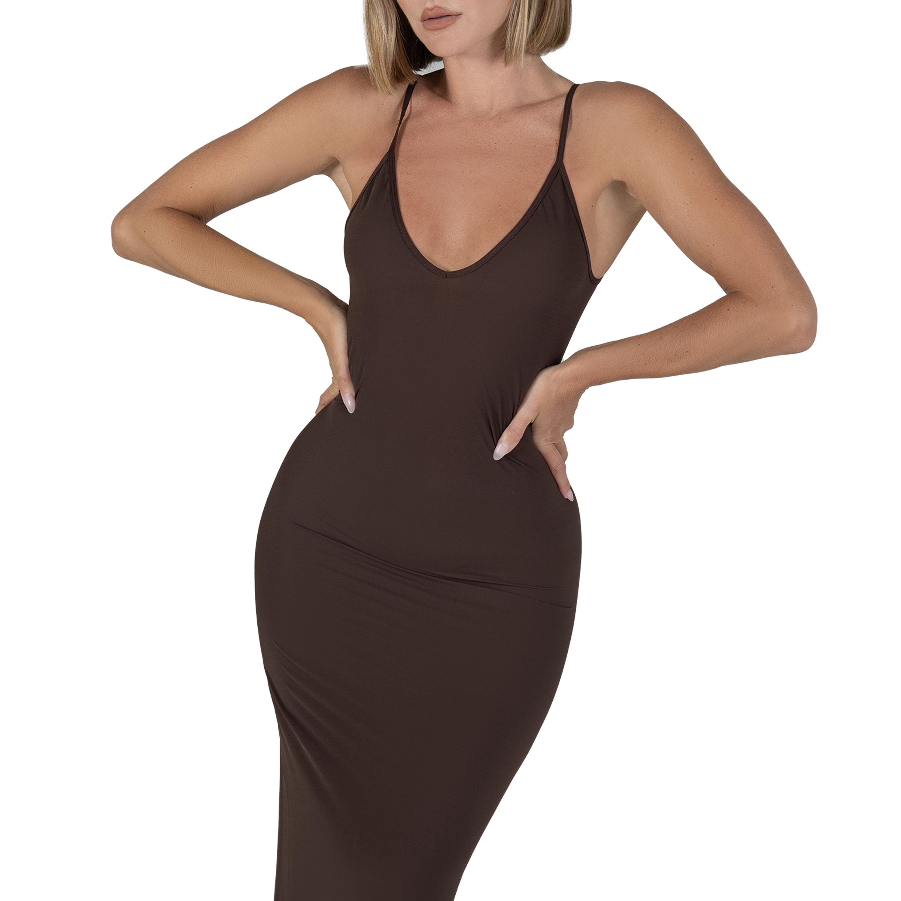 brown activewear dress ASOS DESIGN activewear choc hook & eye midi dress in brown
