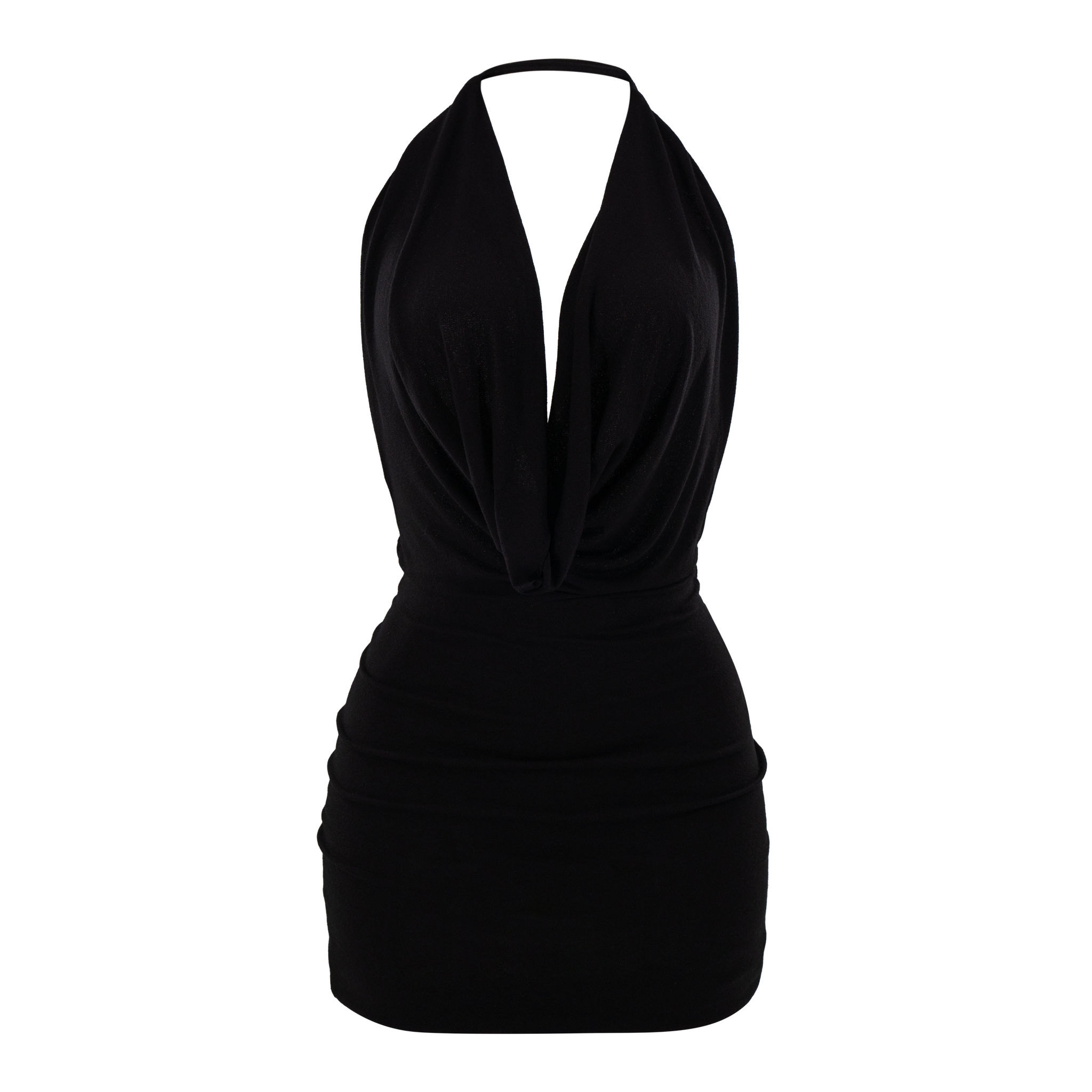 Drape Cowl Mini Dress Black XL+