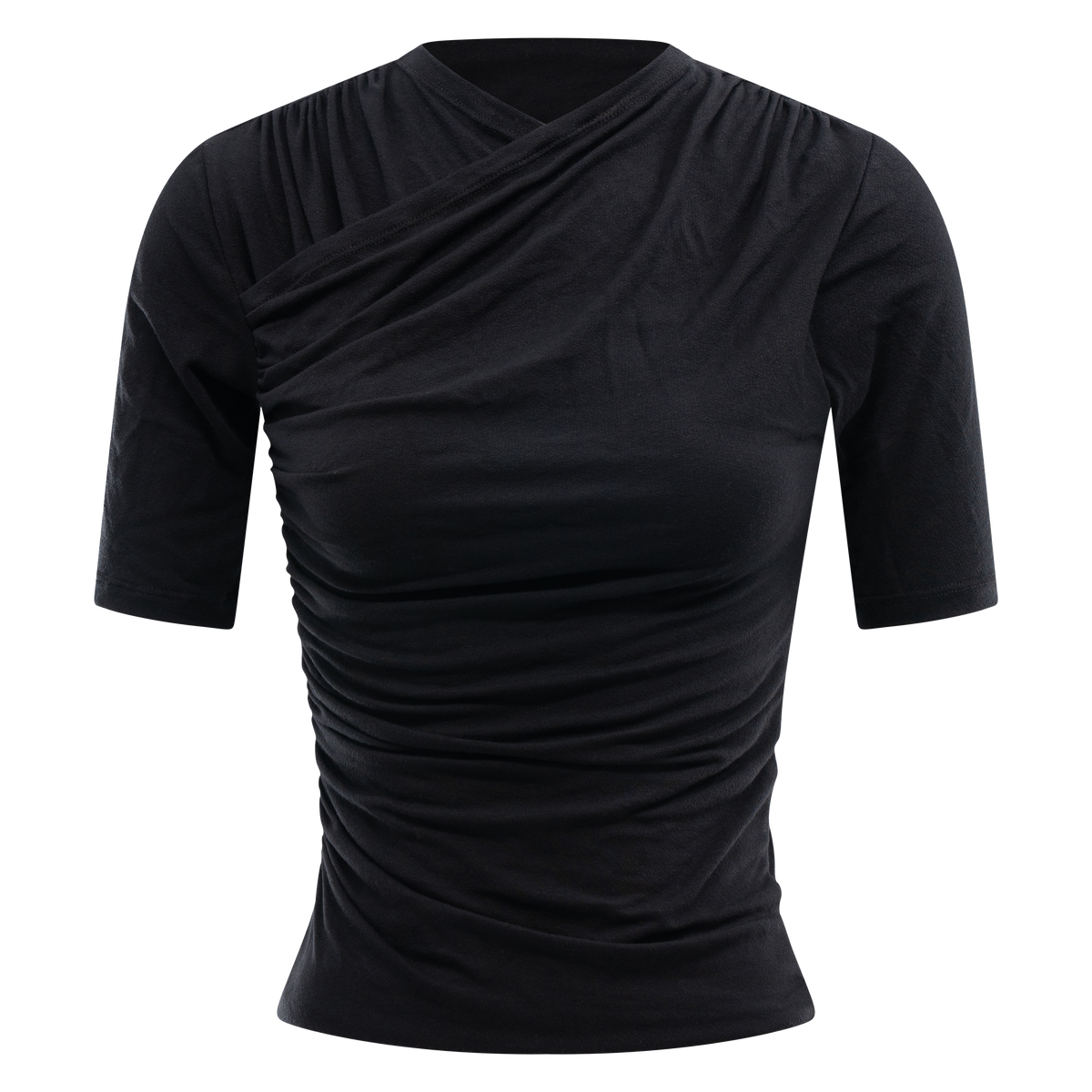 Drape Short Sleeve Crossover Top Black – Davis Active