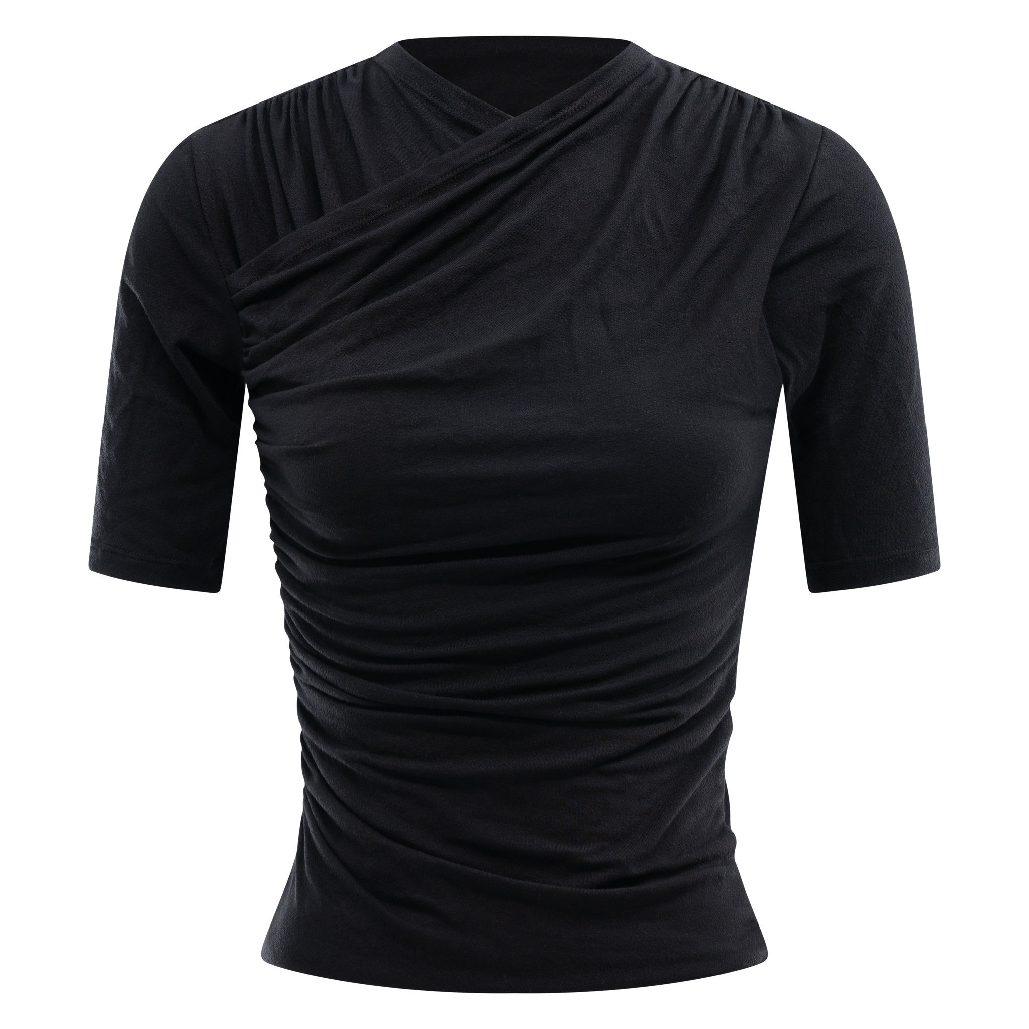 トップス 23SS/DRAPE SLEEVE T-SHIRT/38 Drape Short Sleeve Crossover Top Black – Davis Active