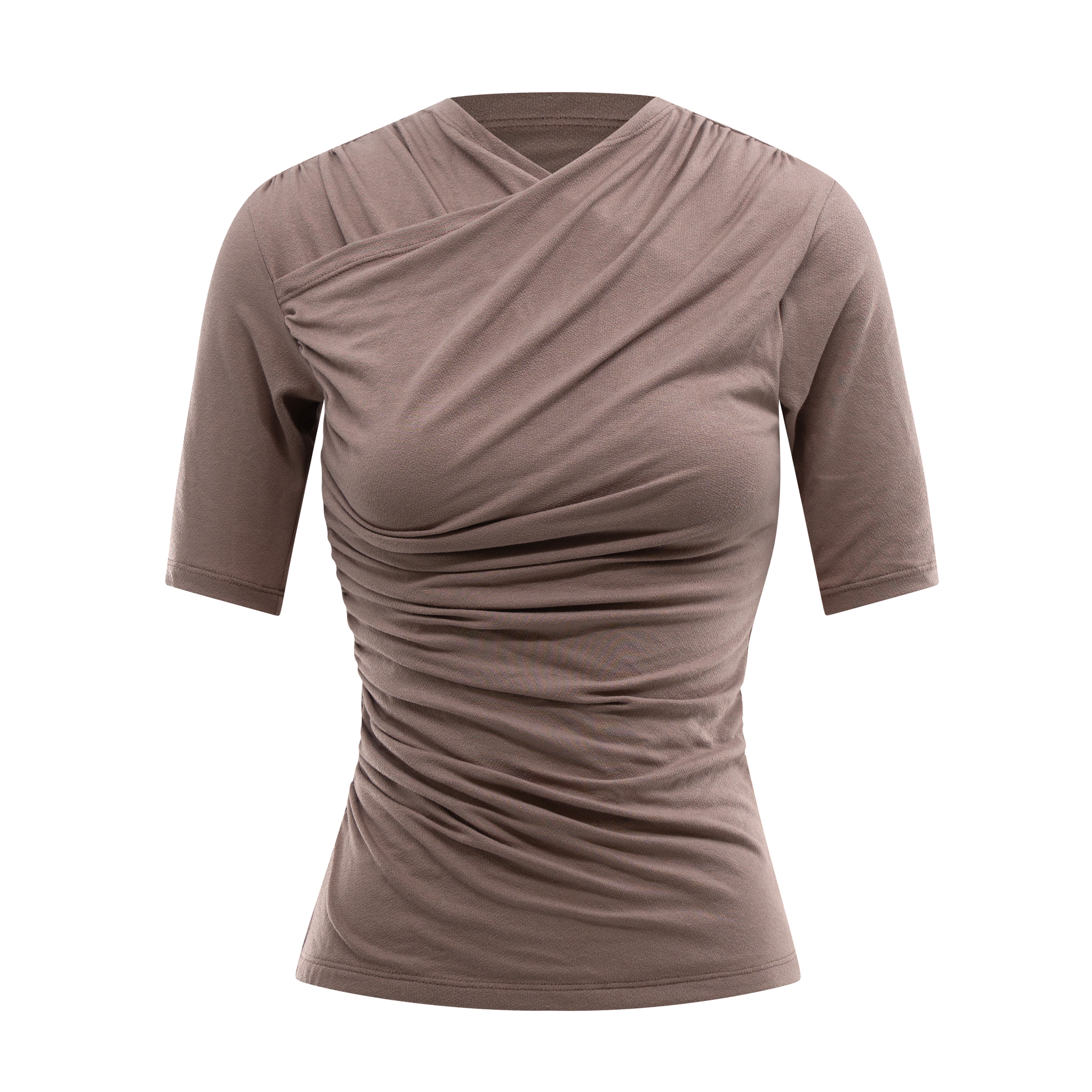 Drape Short Sleeve Crossover Top Taupe – Davis Active Drape Short Sleeve Crossover Top Taupe – Davis Active