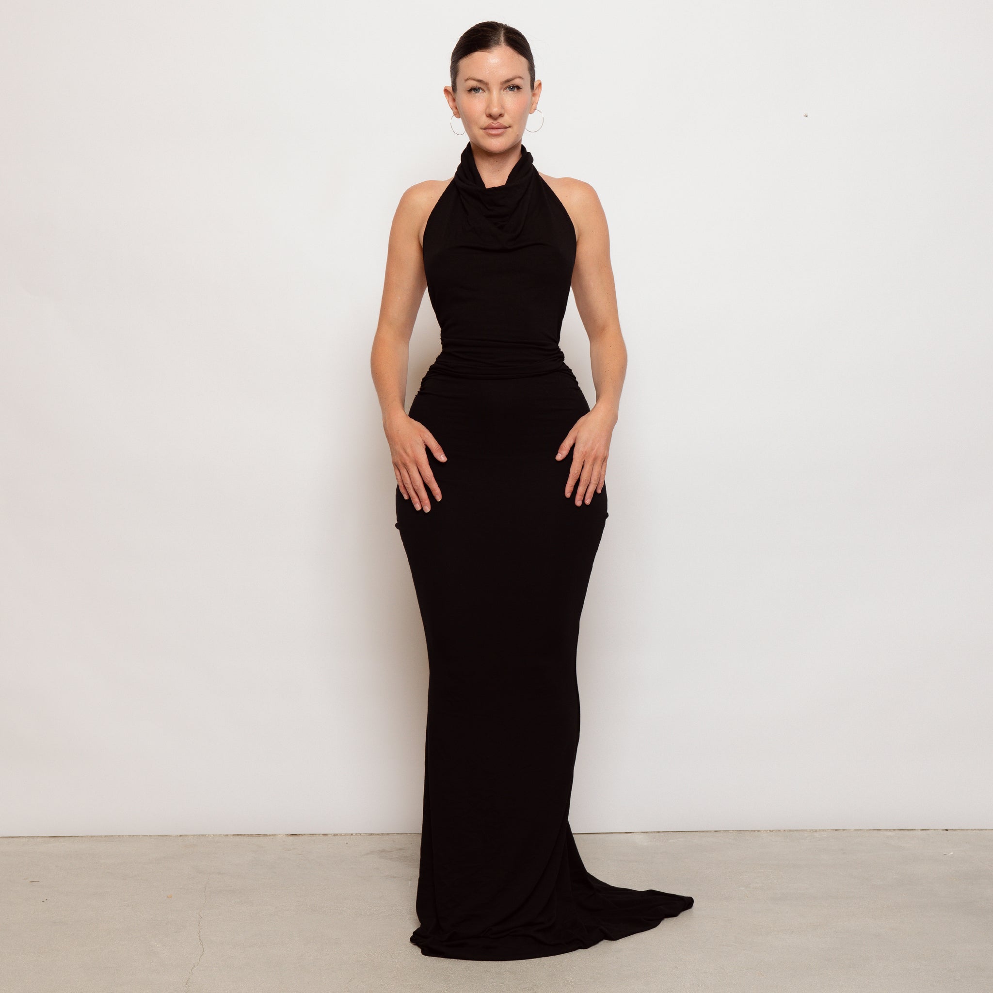 high neck draped maxi dress High Neck Draped Ruched Detail Maxi Dress In Lemon | EGO US