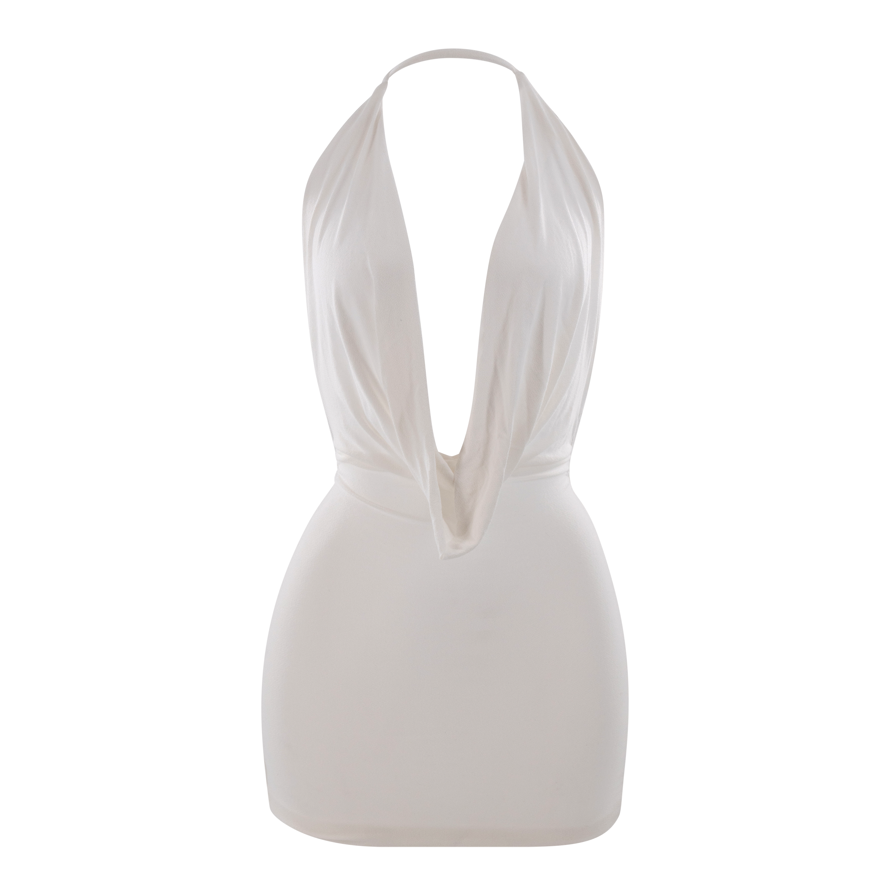 asymmetric draped cut out mini dress in ivory Diane - Draped Asymmetric Mini Dress - Buttercream