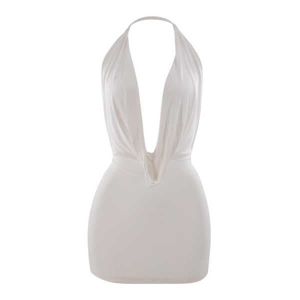 Drape Cowl Mini Dress Ivory – Davis Active