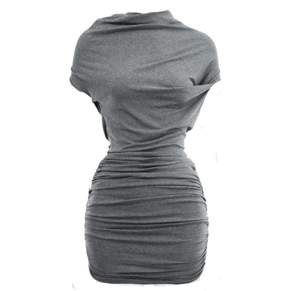Drape Knotted Mini Dress Charcoal – Davis Active