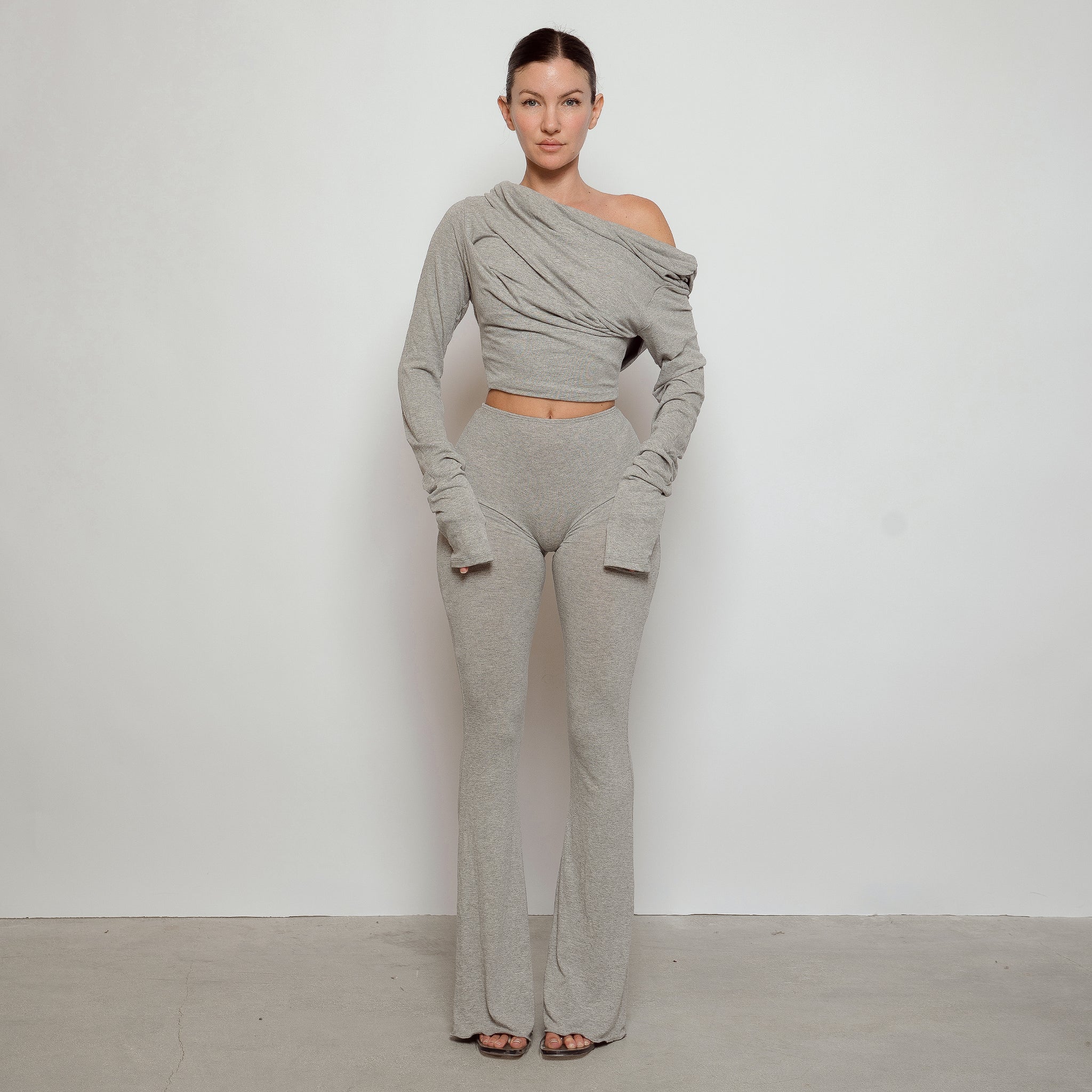Drape Long Sleeve Top Grey – Davis Active