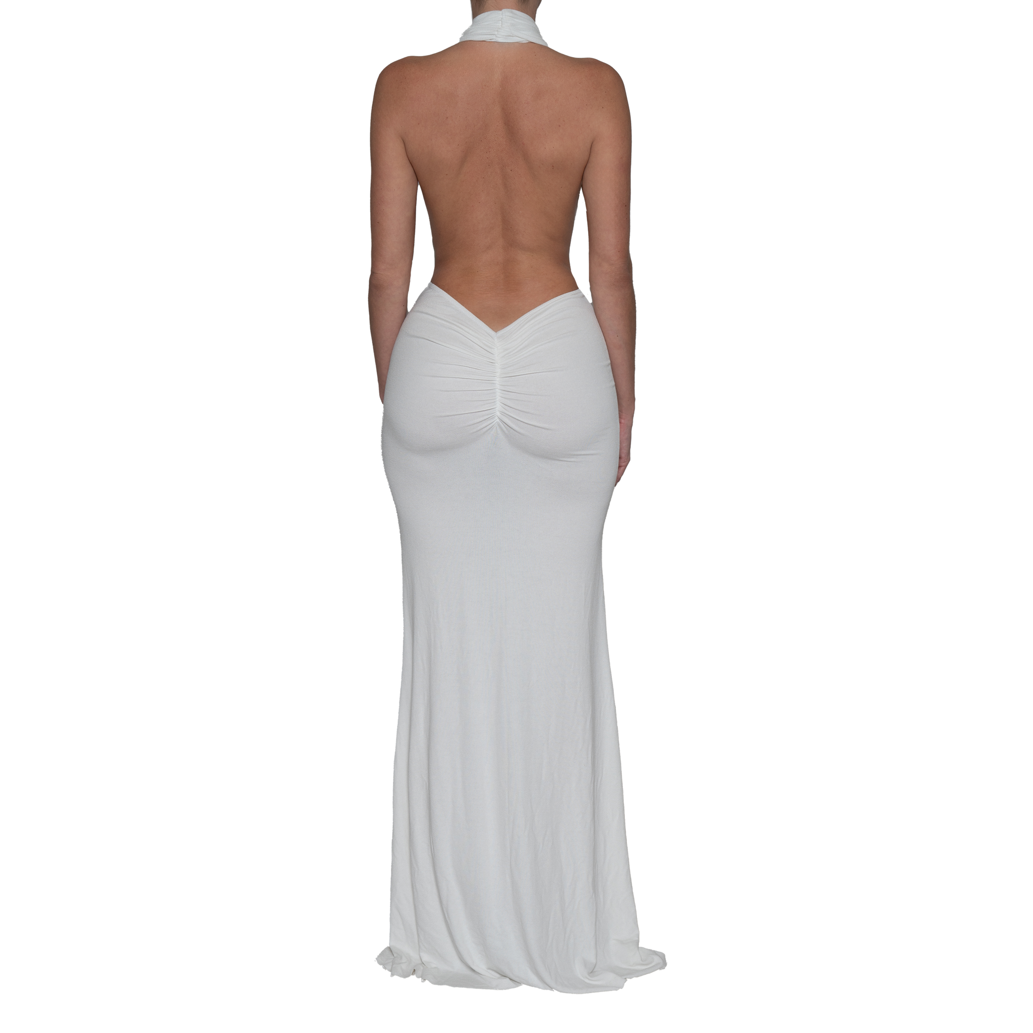 high split halter neck maxi dress in ivory Mei High Split Halter Neck Maxi Dress in Ivory