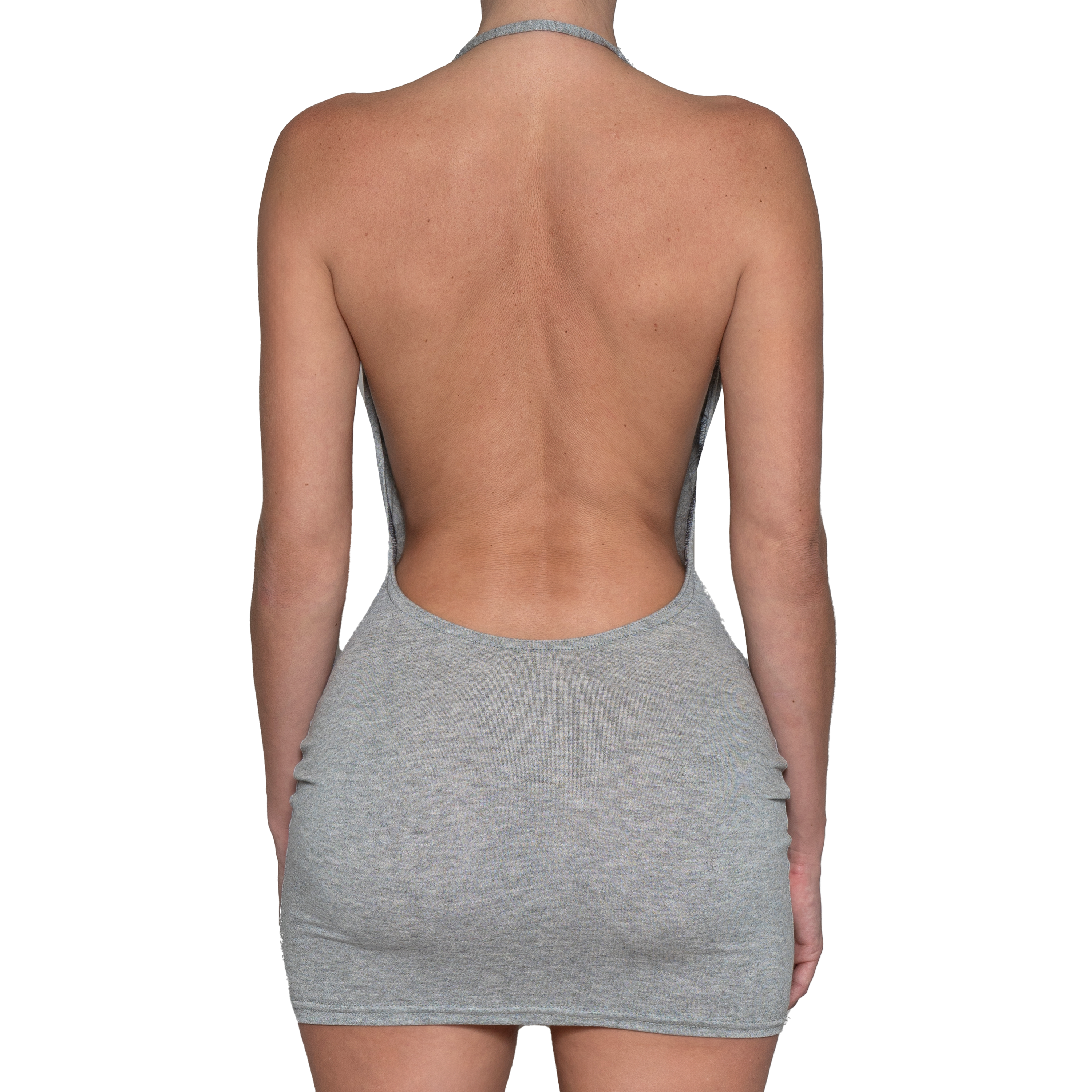 draped neck a-line mini dress in grey print Draped jersey minidress in grey - The Attico