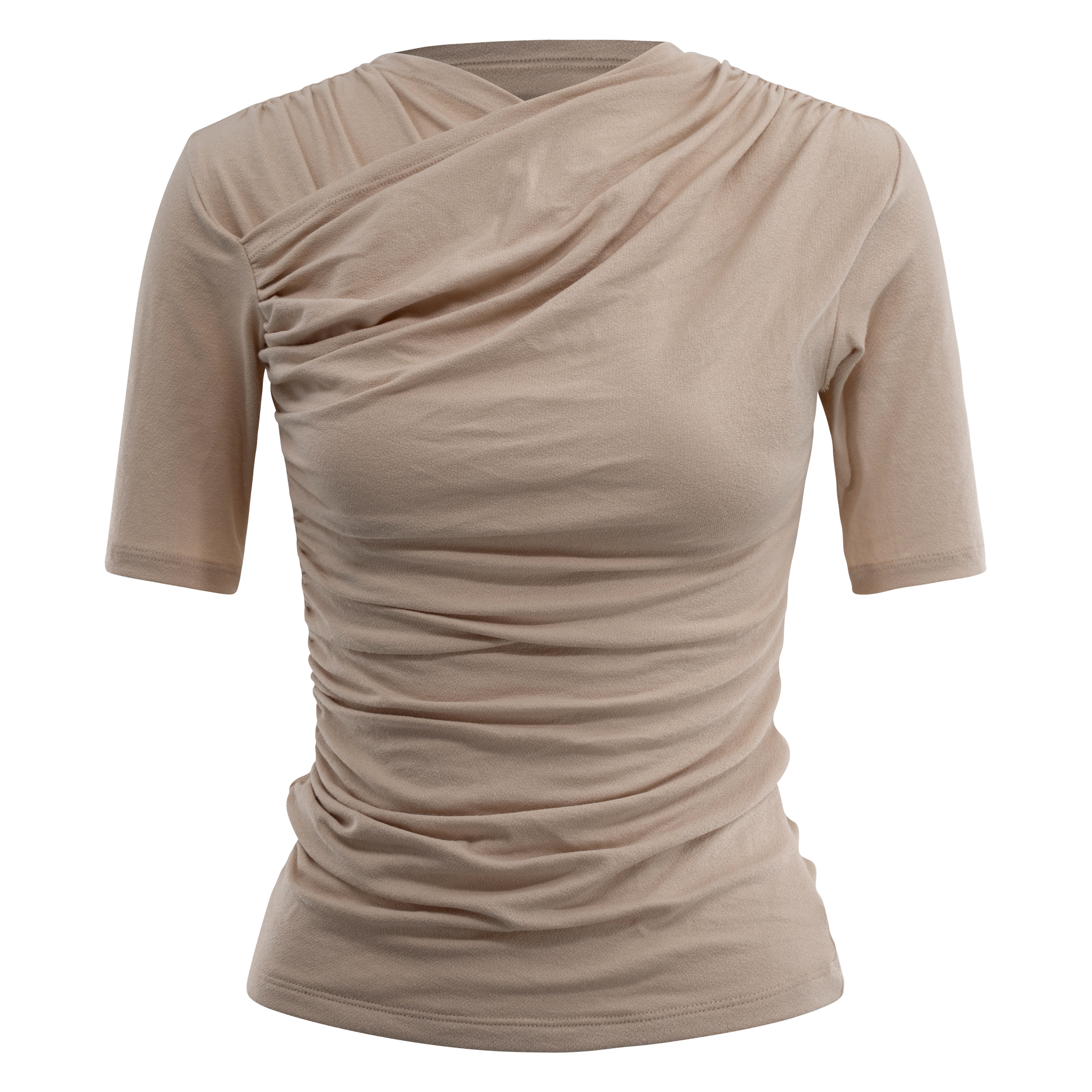 Drape Short Sleeve Crossover Top Beige – Davis Active Drape Short Sleeve Crossover Top Beige – Davis Active