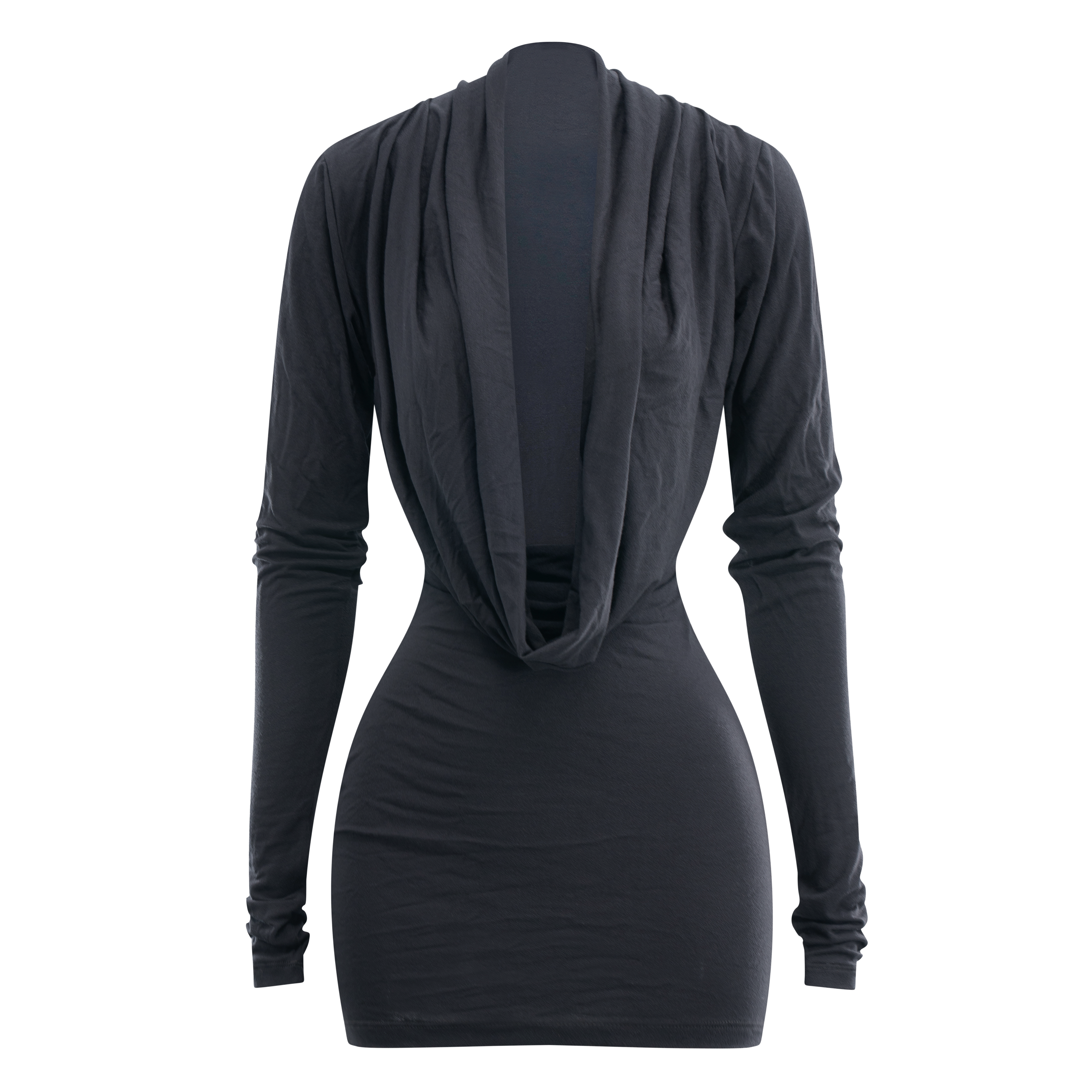 discount stripper black draping cowl neck top mini dress 4241 Drape Long Sleeve Cowl Mini Dress Black – Davis Active