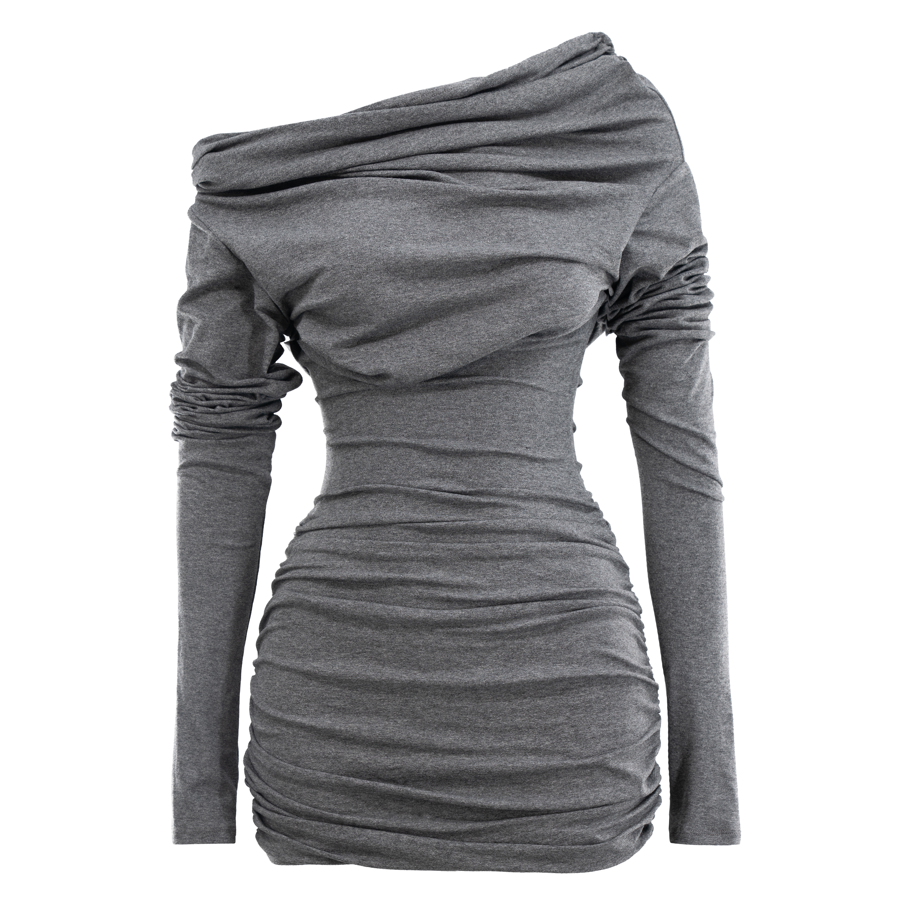 Drape Long Sleeve Mini Dress Charcoal Davis Active Drape Long Sleeve Mini Dress Charcoal Davis Active