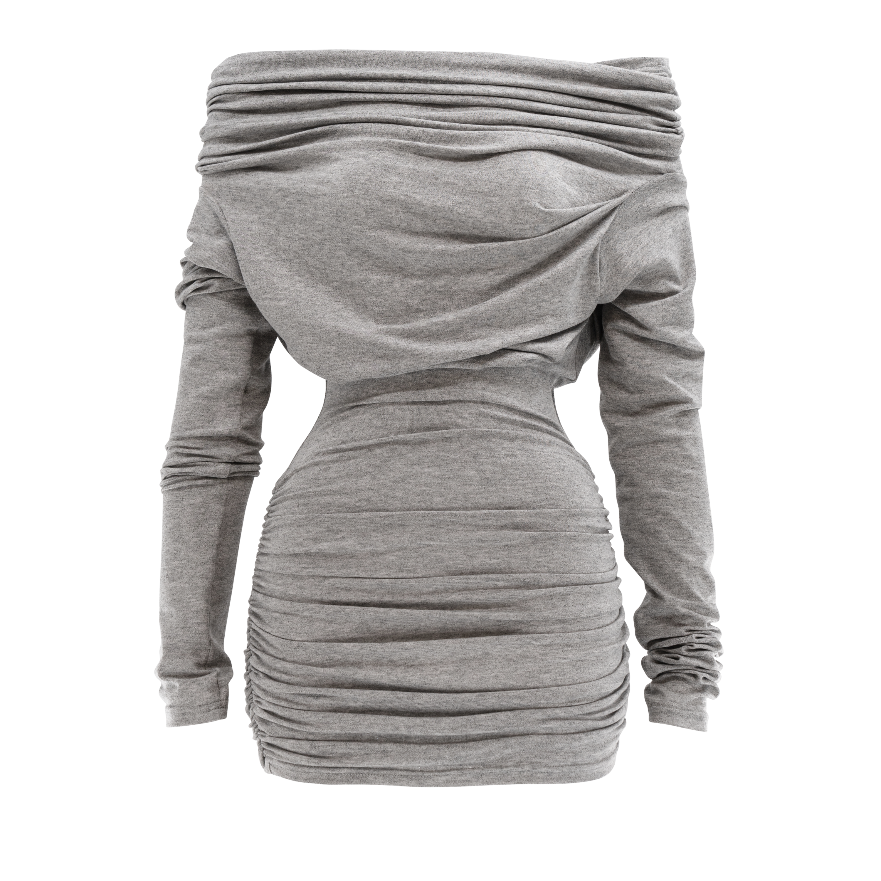 Drape Long Sleeve Mini Dress Grey Drape Long Sleeve Mini Dress Grey