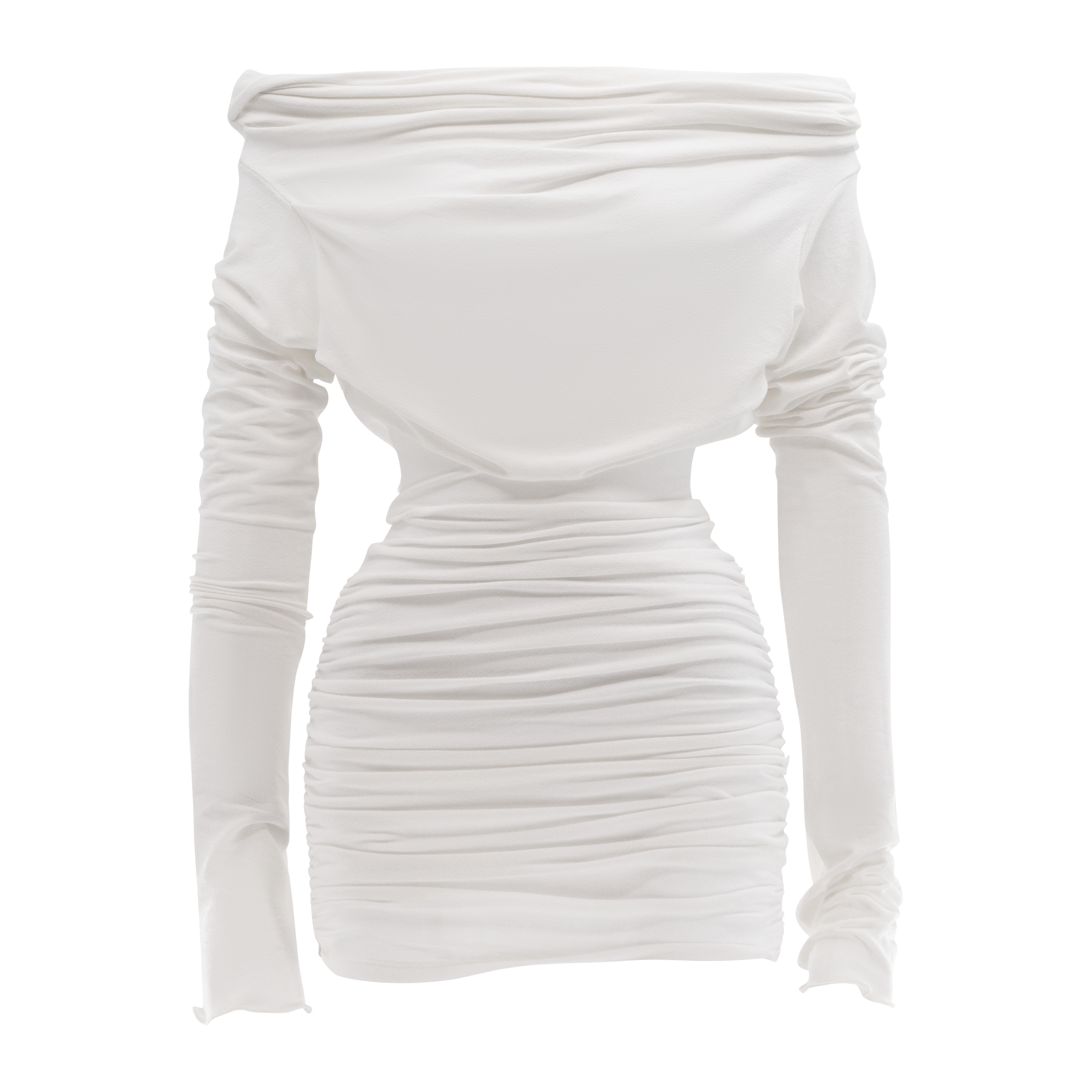 Drape Long Sleeve Mini Dress Ivory S/M Drape Long Sleeve Mini Dress Ivory S/M