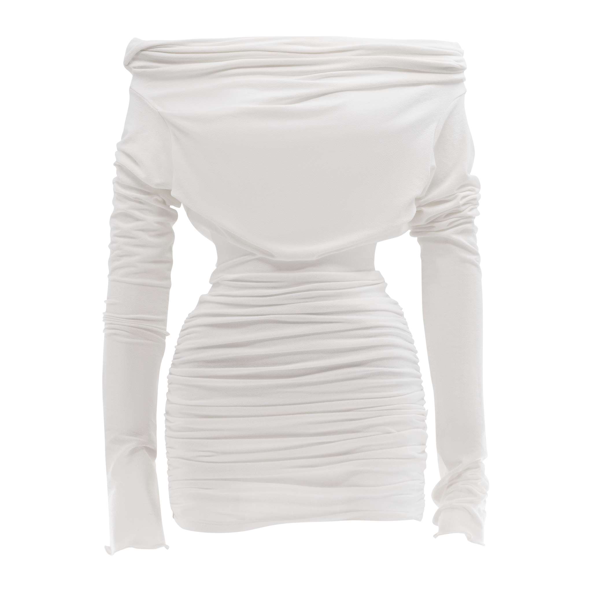 Drape Long Sleeve Mini Dress Ivory S/M Drape Long Sleeve Mini Dress Ivory S/M