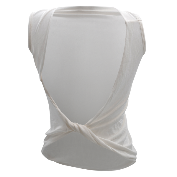 Drape Open Back Twist Top Ivory – Davis Active