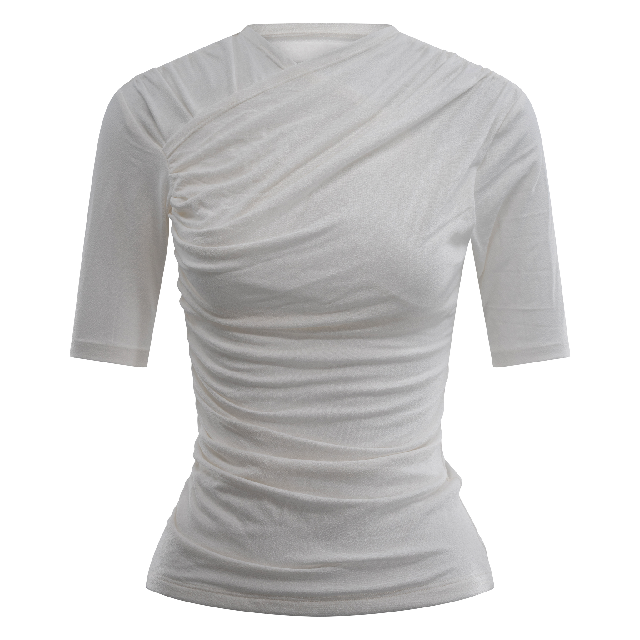 Drape Short Sleeve Crossover Top Ivory – Davis Active