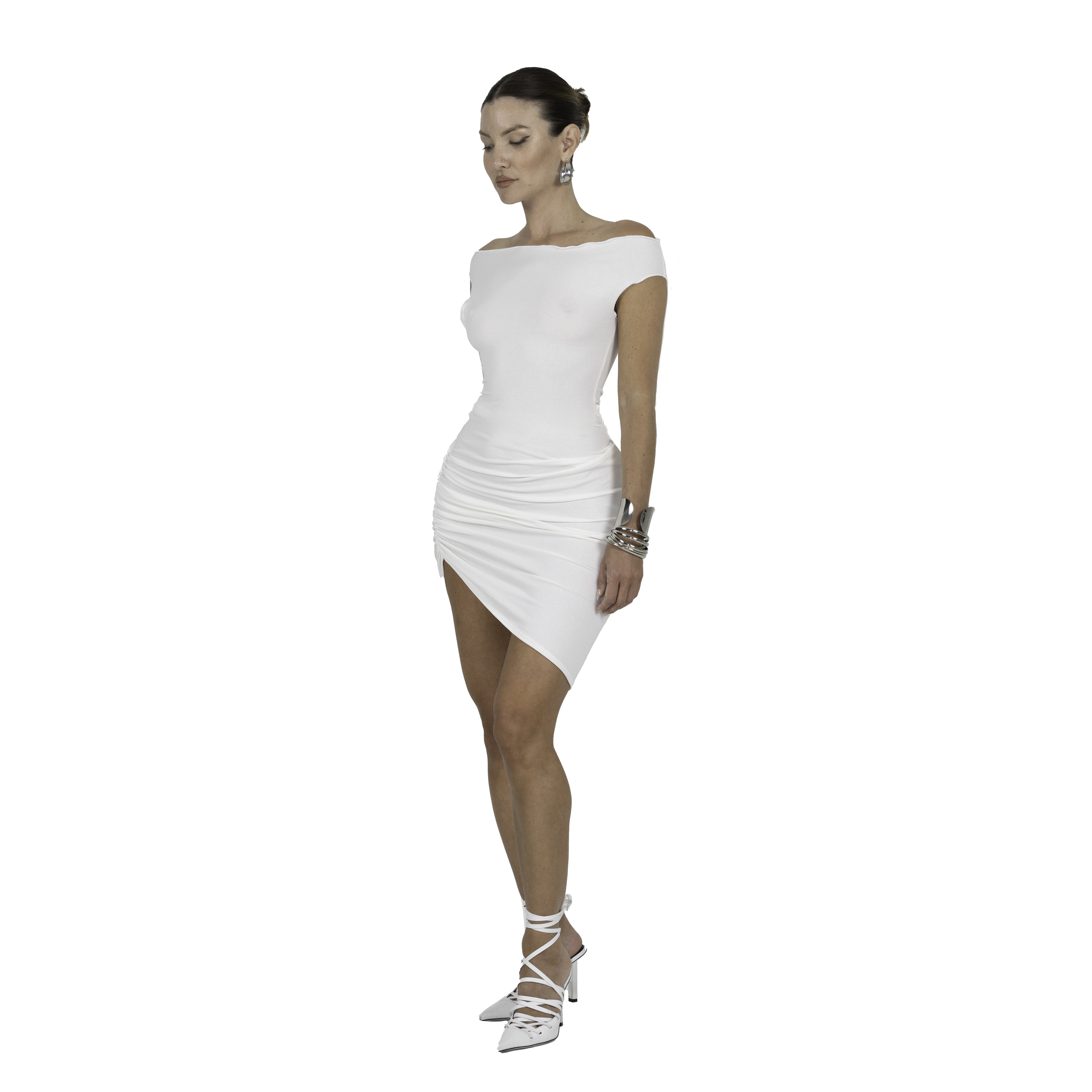 Drape Asymmetric Dress Ivory Xs/S Drape Asymmetric Dress Ivory Xs/S