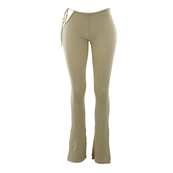BEARDSLEY - 【BEARDSLEY】ギンガム裾フレアー Knit Tie Side Flares Beige – Davis Active