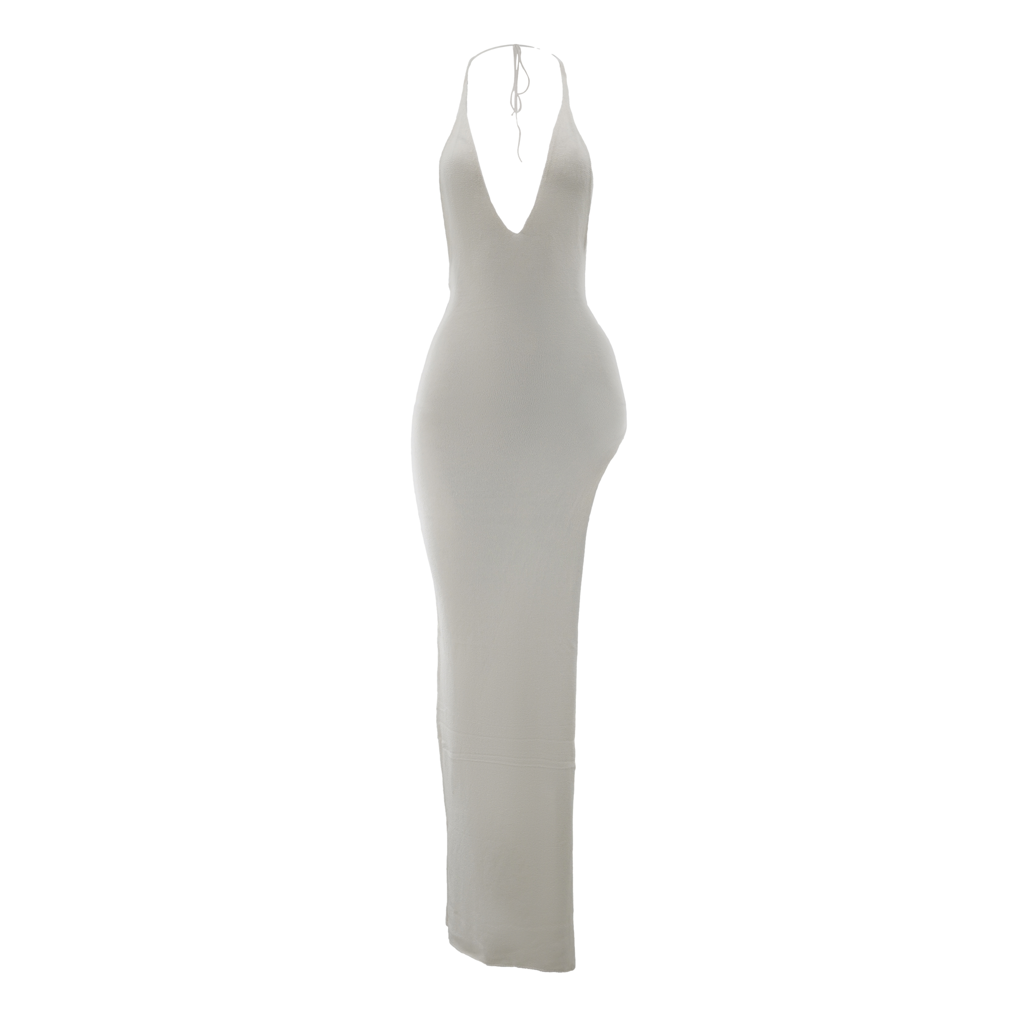 Knit Halter Slit Dress Ivory – Davis Active
