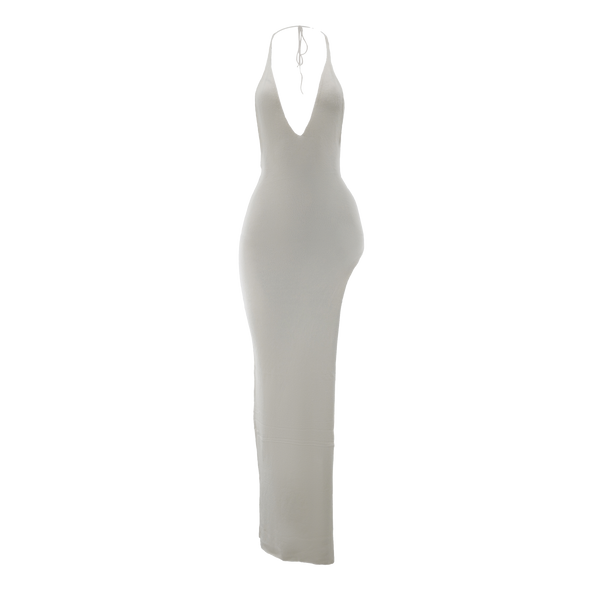 Knit Halter Slit Dress Ivory – Davis Active