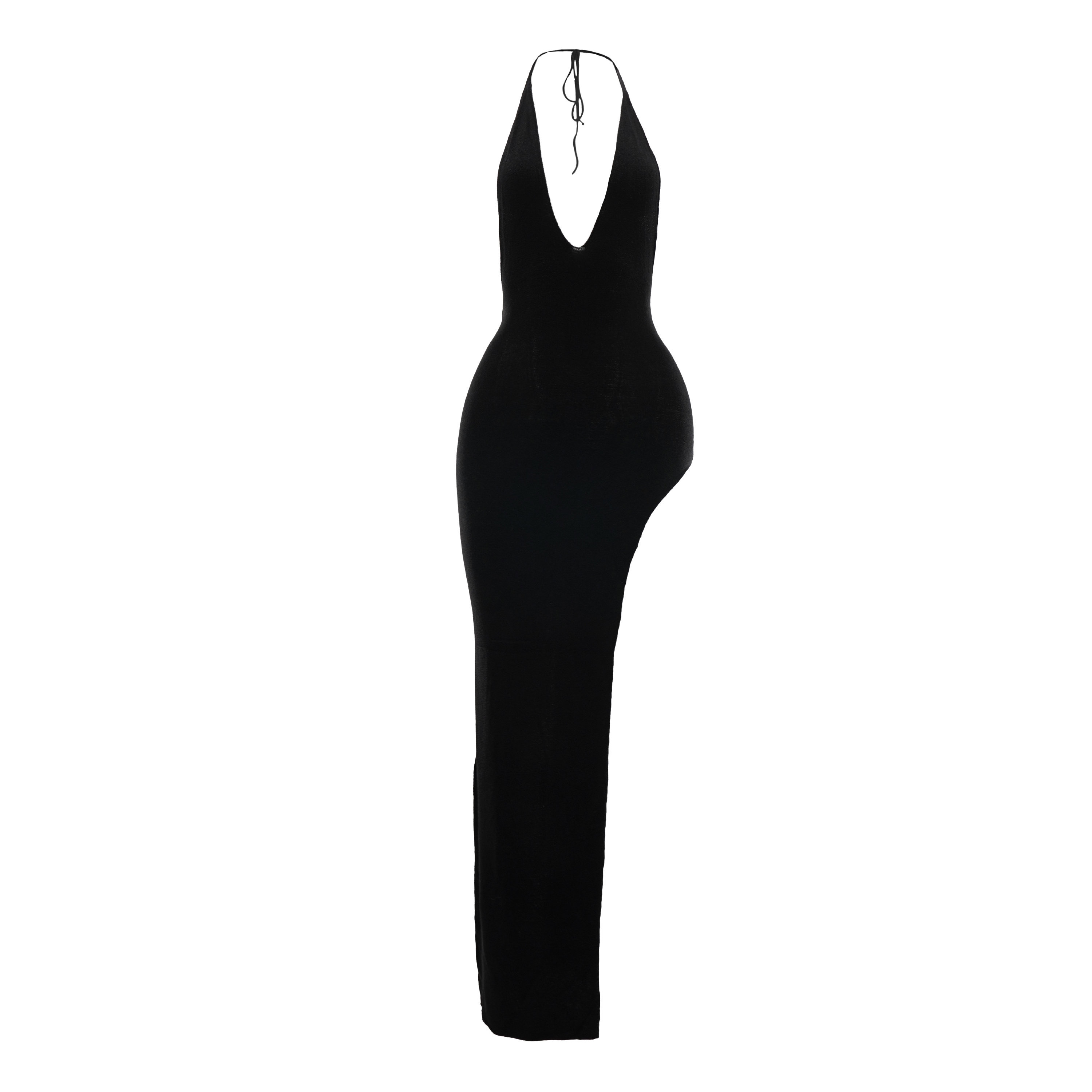 Knit Halter Slit Dress Black L/XL Knit Halter Slit Dress Black L/XL