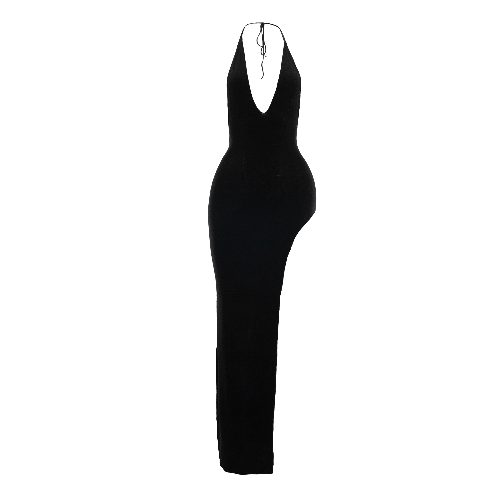 Knit Halter Slit Dress Black L/XL Knit Halter Slit Dress Black L/XL