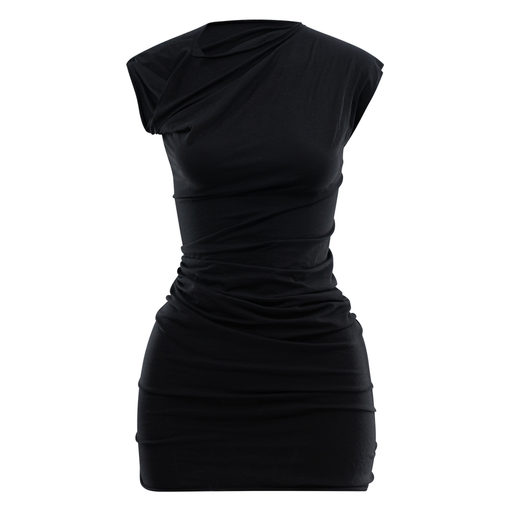 mini lounge dress Lounge Asymmetric Twisted Mini Dress Black XS/S