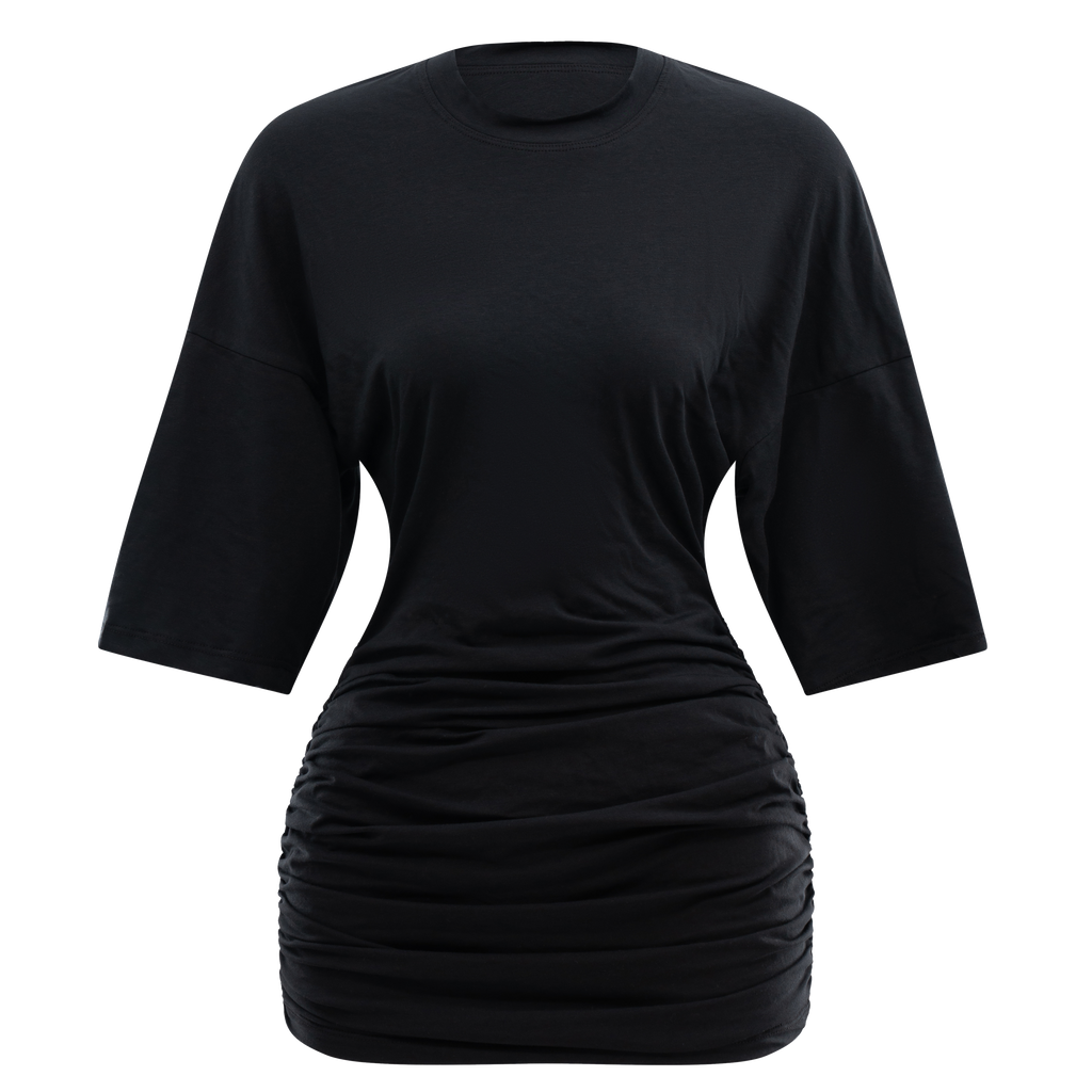 black t shirt mini dress Lounge Ruched T-Shirt Mini Dress Black XL+