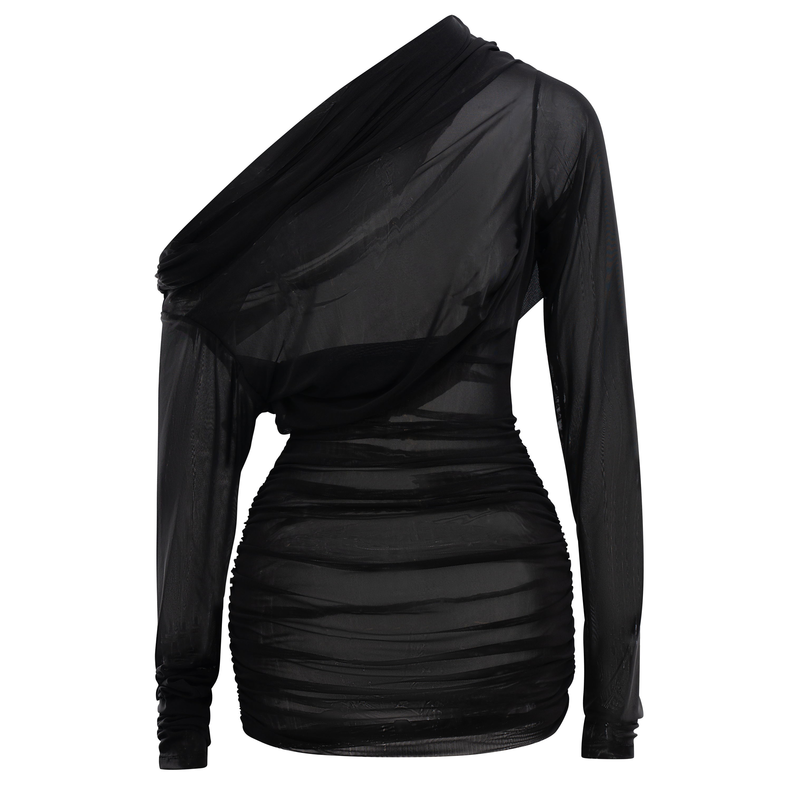 long sleeve mesh mini dress in black Black Mesh Long Sleeve Bodycon Dress - All Dresses