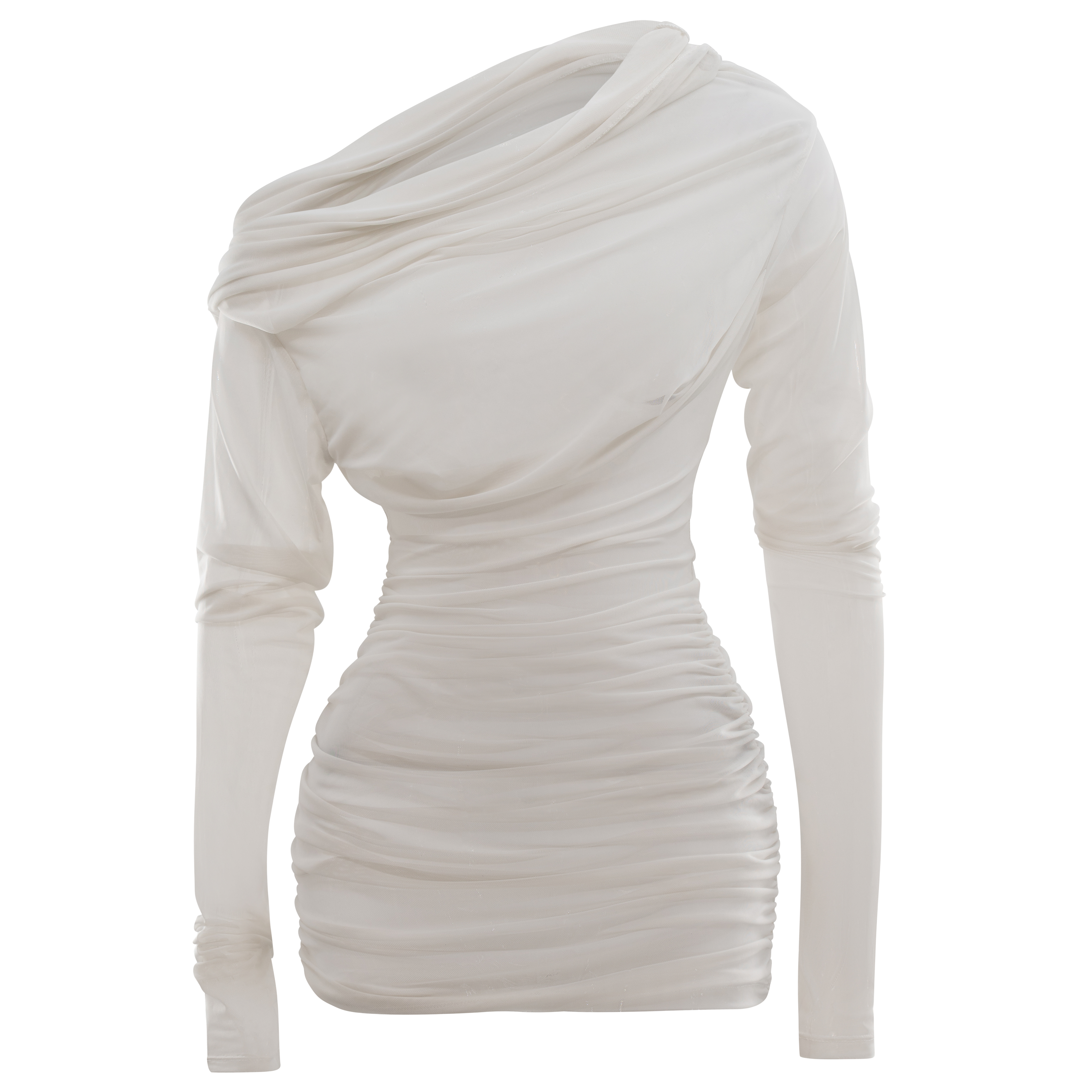 Mesh Long Sleeve Mini Dress Fog XL+ Mesh Long Sleeve Mini Dress Fog XL+