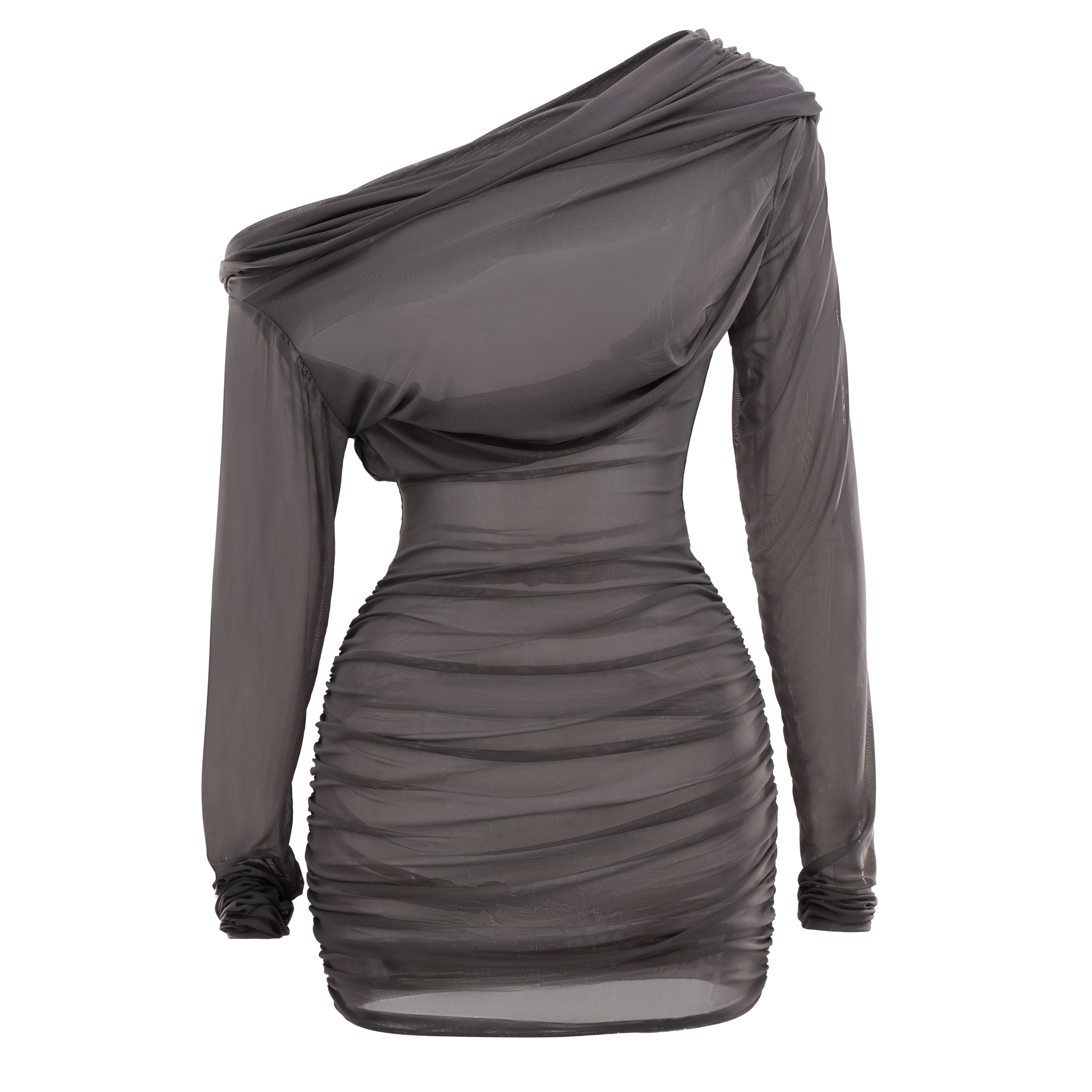 Mesh Long Sleeve Mini Dress Slate XS/S Mesh Long Sleeve Mini Dress Slate XS/S