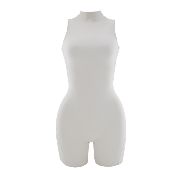 Backless Mock Neck Romper Ivory – Davis Active