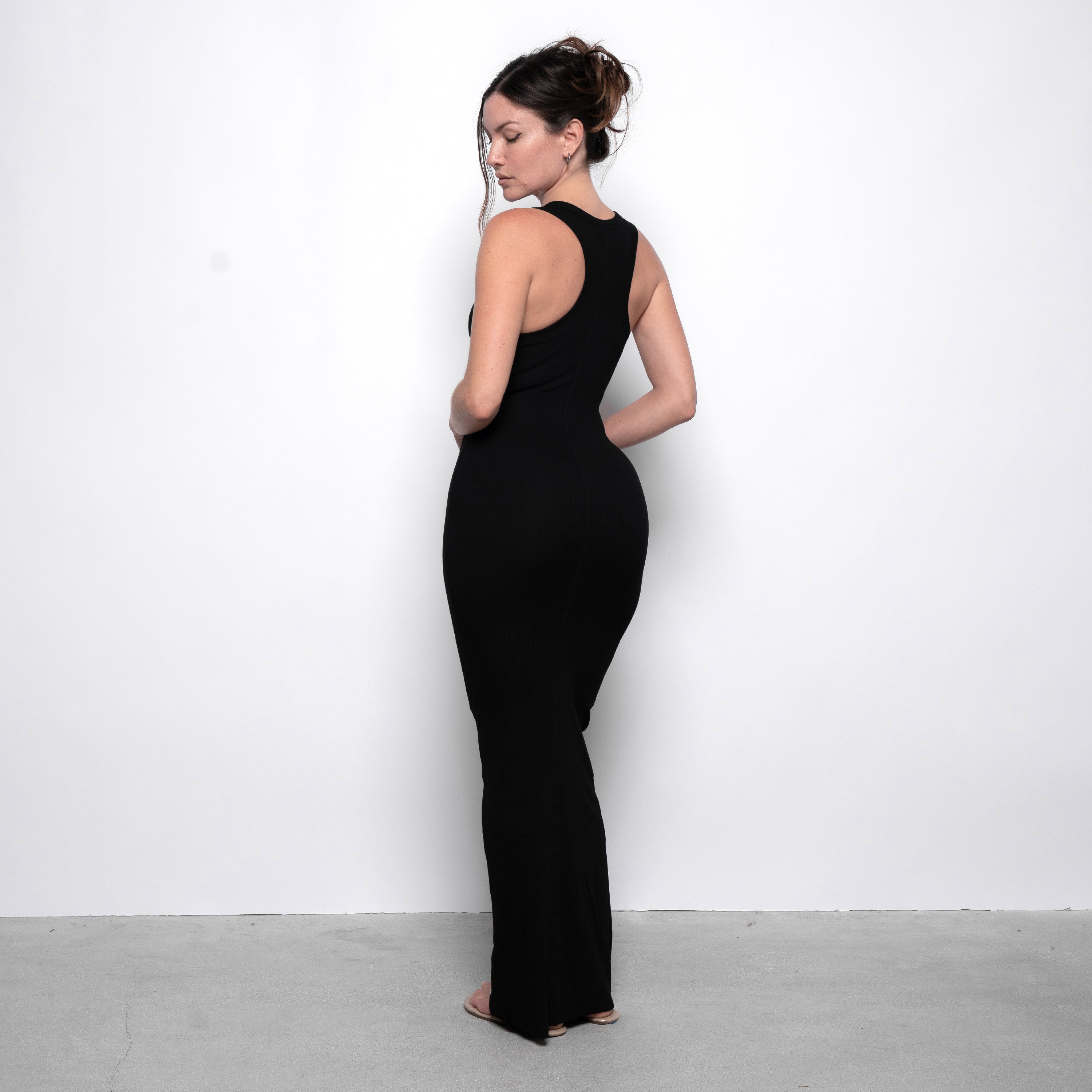 Ribbed Racerback Maxi Dress Black M/L Ribbed Racerback Maxi Dress Black M/L