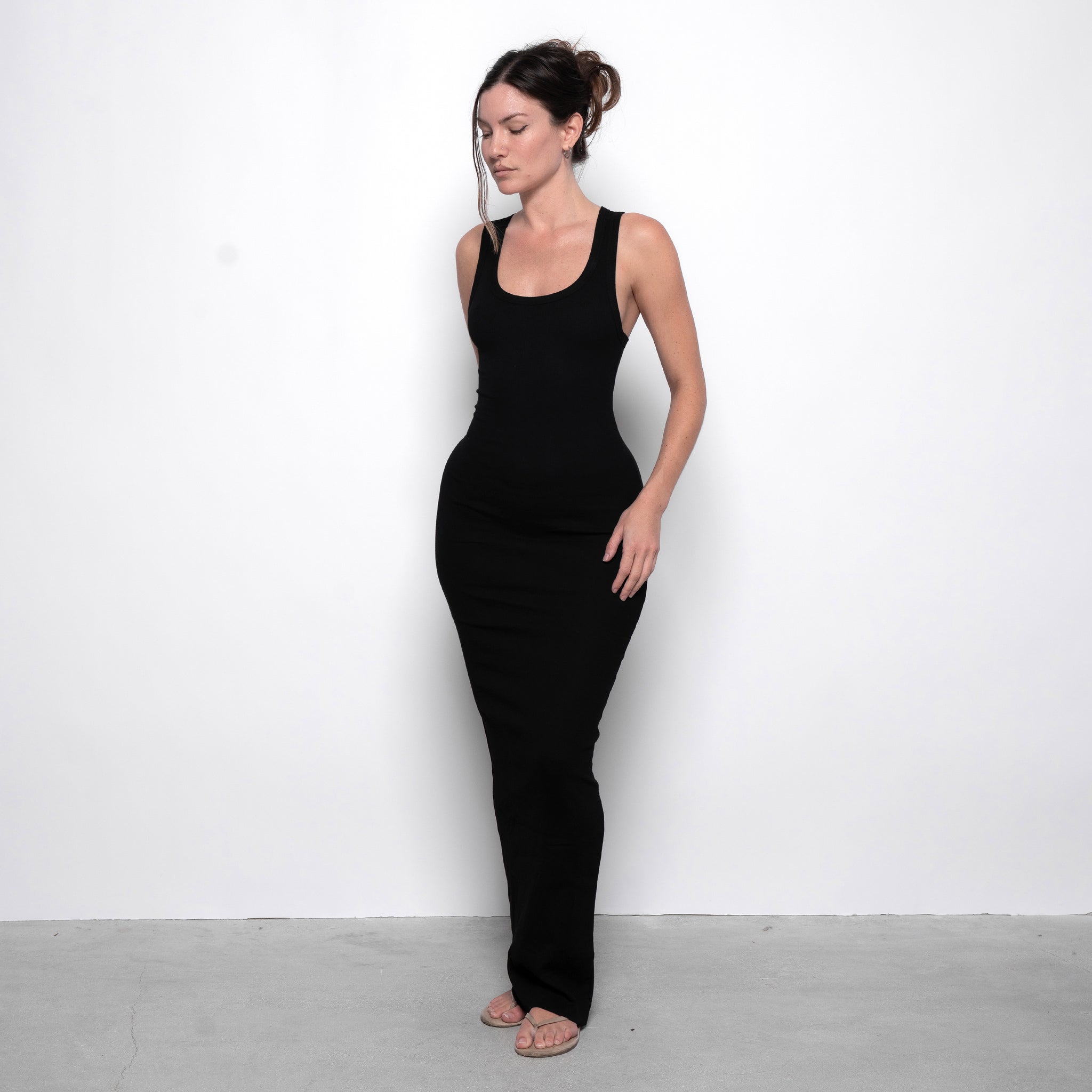 Ribbed Racerback Maxi Dress Black M/L Ribbed Racerback Maxi Dress Black M/L