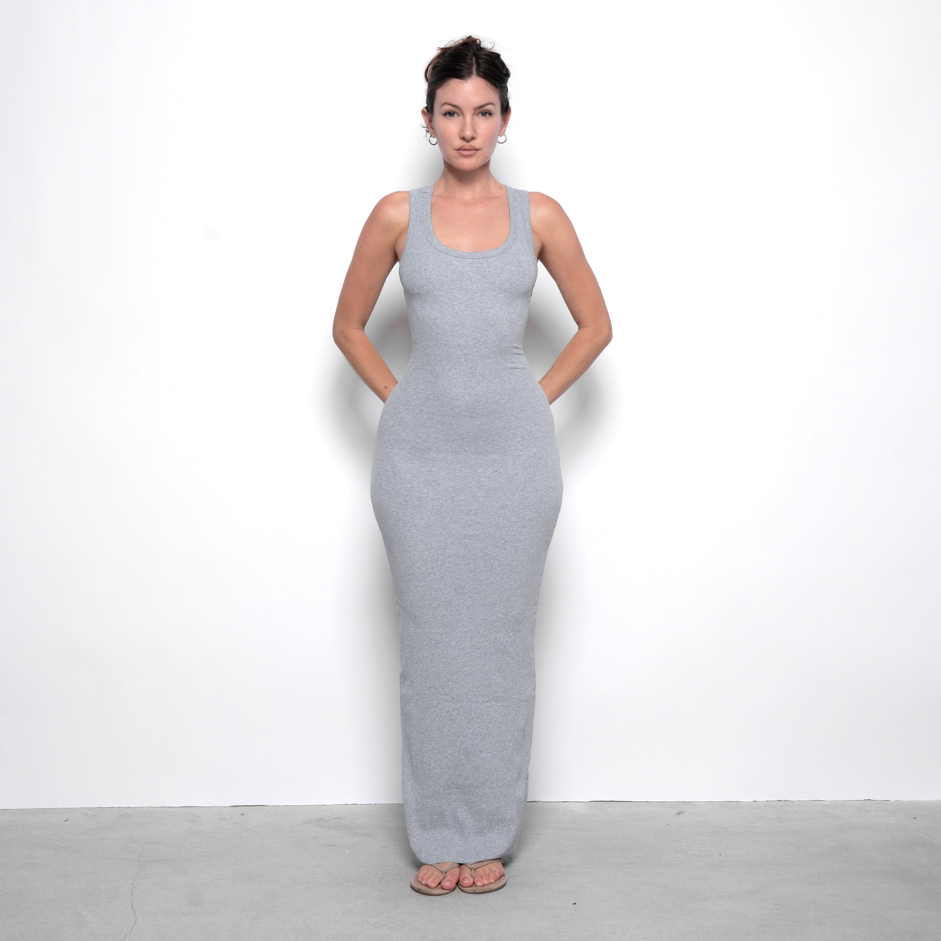 Ribbed Racerback Maxi Dress Grey S/M Ribbed Racerback Maxi Dress Grey S/M