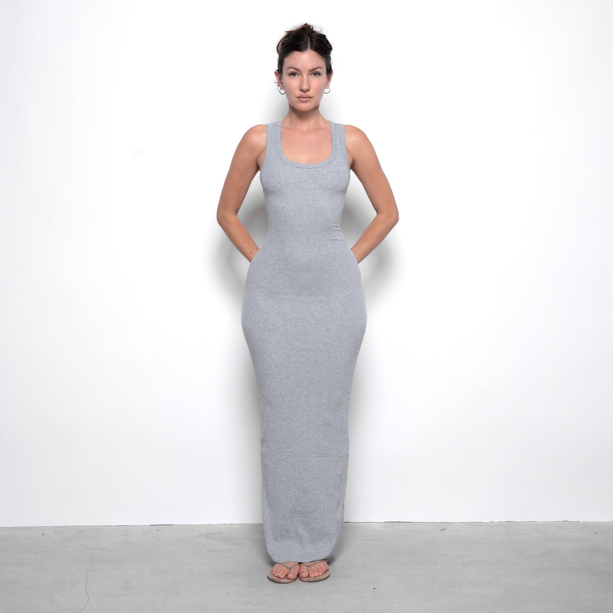 Ribbed Racerback Maxi Dress Grey S/M Ribbed Racerback Maxi Dress Grey S/M