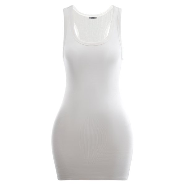 Ribbed Racerback Mini Dress Ivory S/M