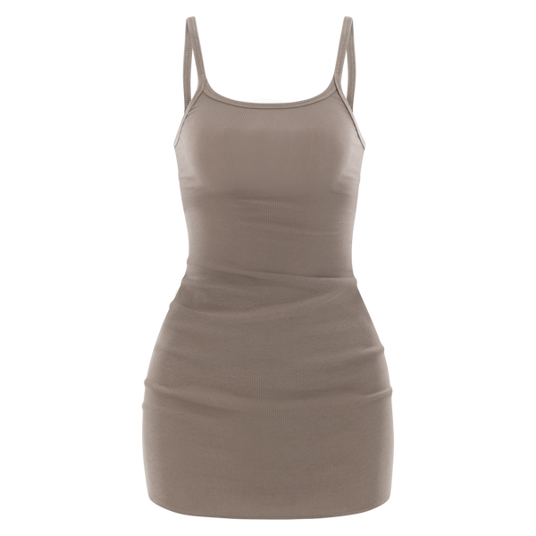 Ribbed Cami Mini Dress Khaki M/L