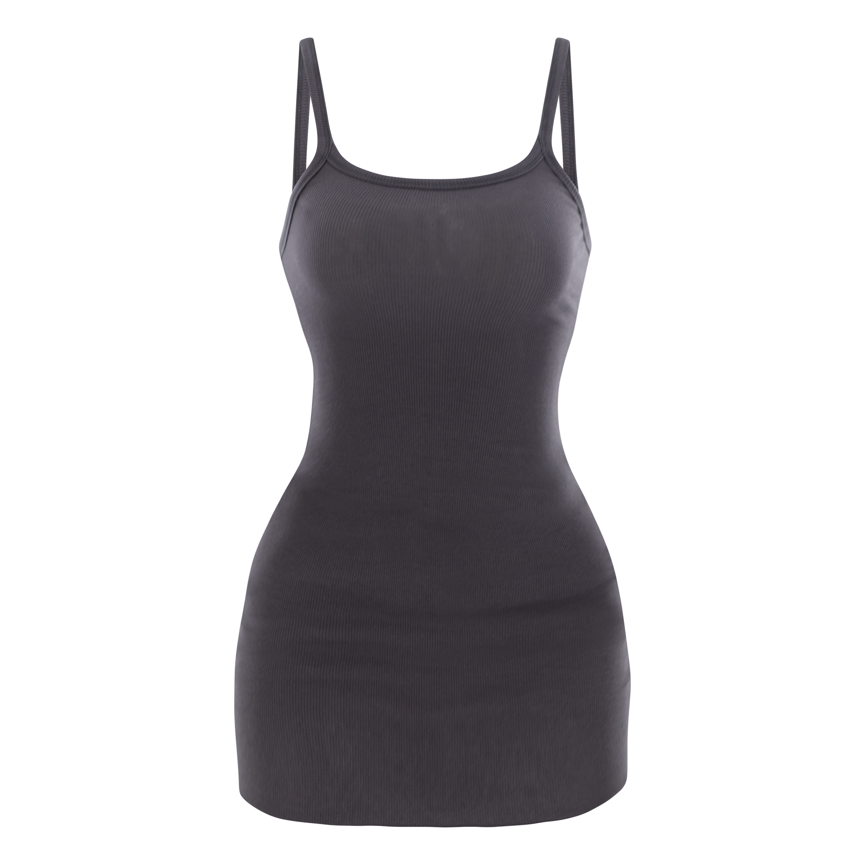 Ribbed Cami Mini Dress Slate S/M Ribbed Cami Mini Dress Slate S/M