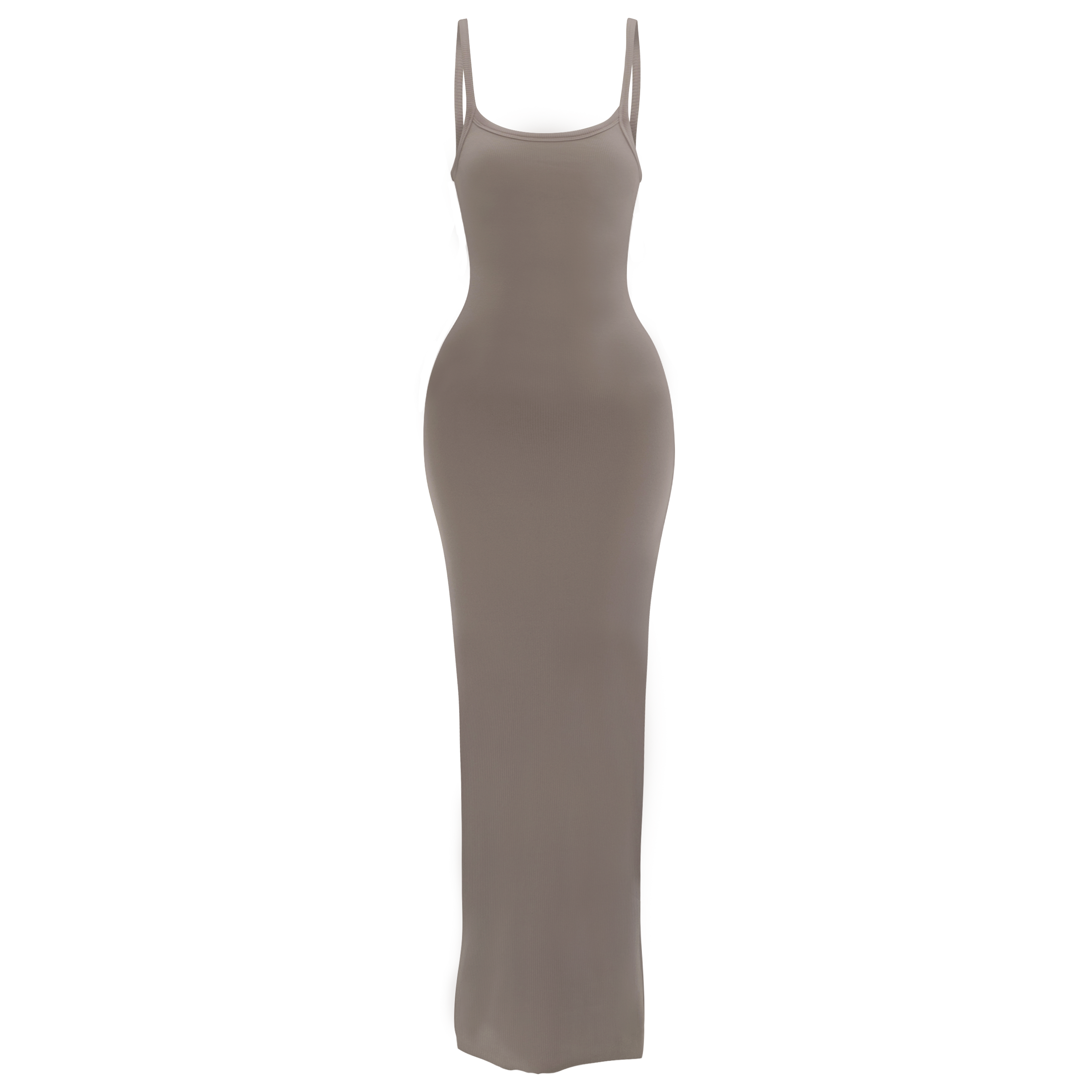 Ribbed Cami Maxi Dress Khaki S/M Ribbed Cami Maxi Dress Khaki S/M