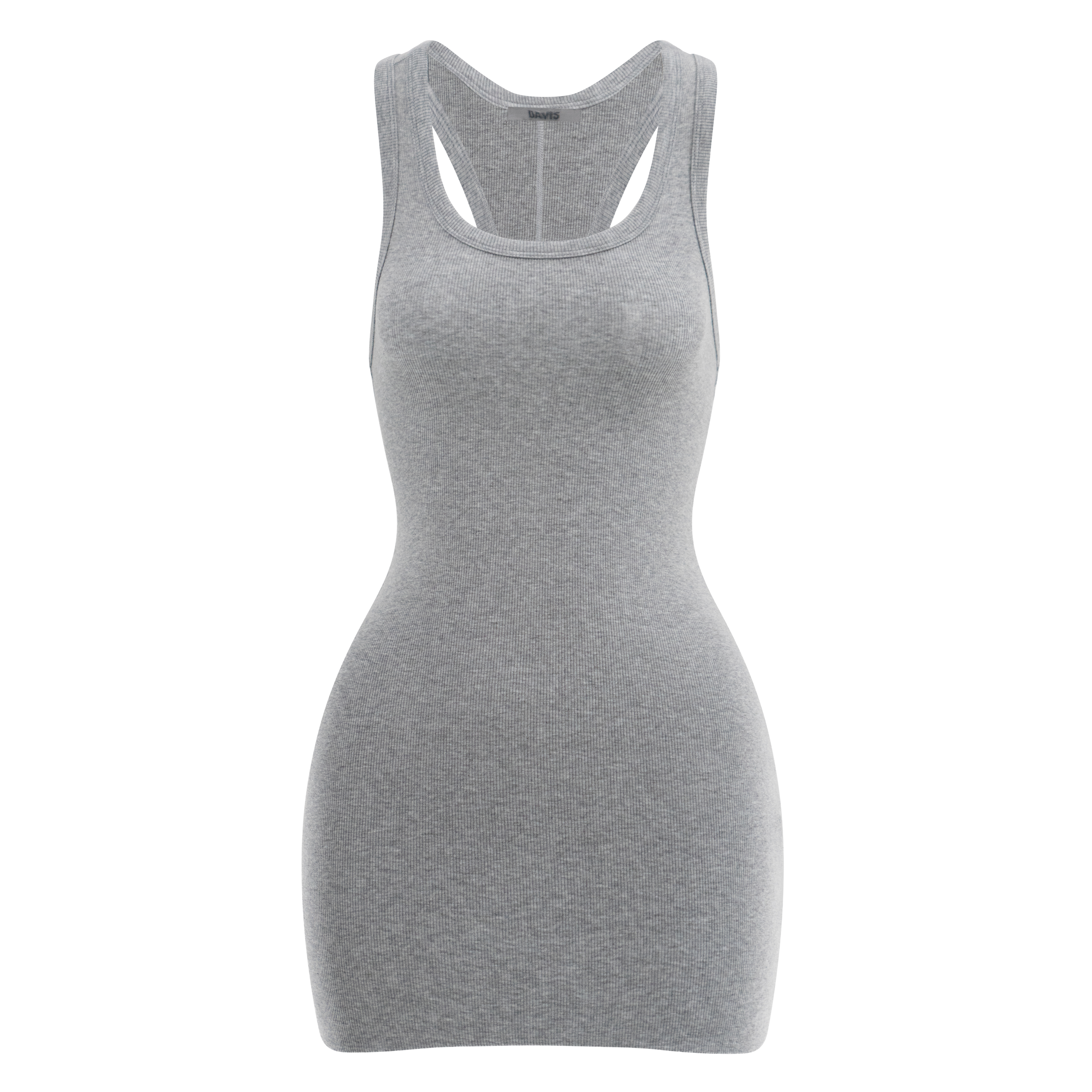 Ribbed Racerback Mini Dress Grey S/M Ribbed Racerback Mini Dress Grey S/M